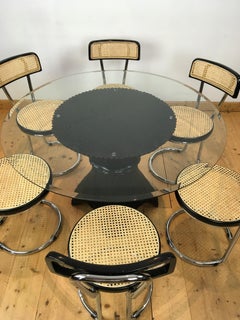 Black Lacquered Rattan Dining Room Table Base for 6