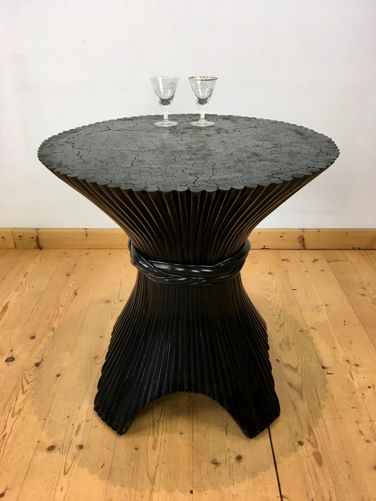 Black Lacquered Rattan Dining Room Table Base for 6 For Sale at 1stDibs