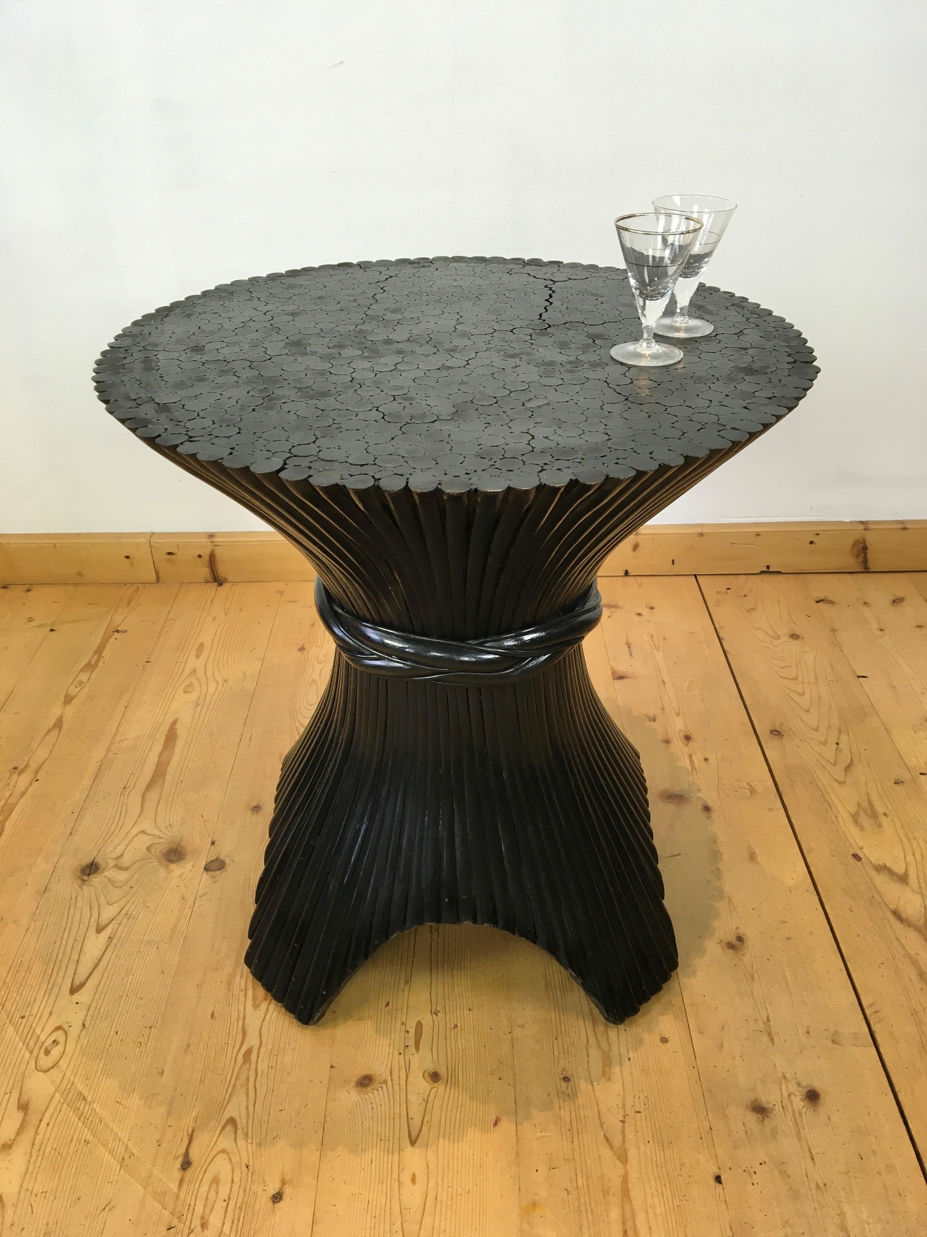 Modern Black Lacquered Rattan Dining Room Table Base for 6 For Sale