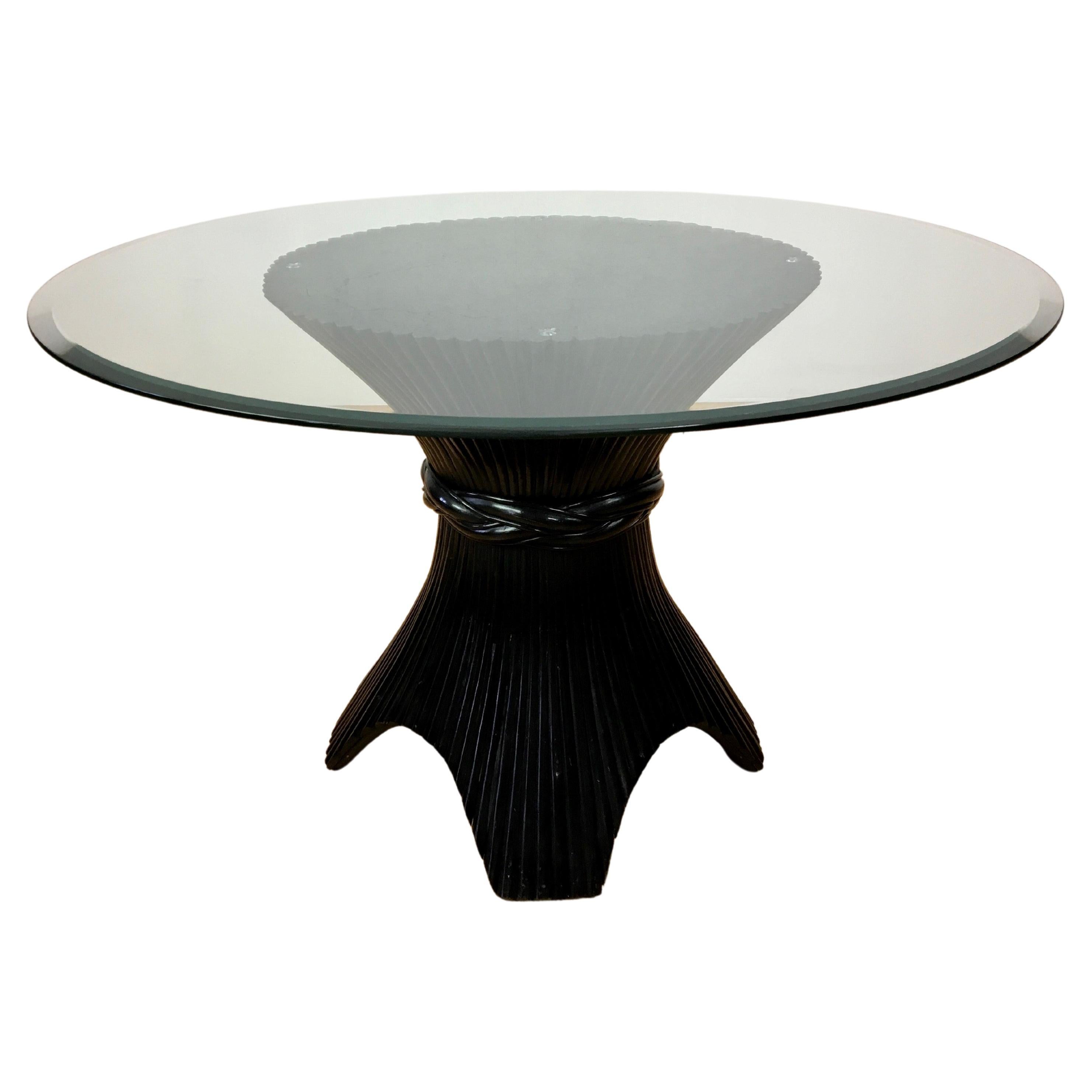 Black Lacquered Rattan Dining Room Table Base for 6