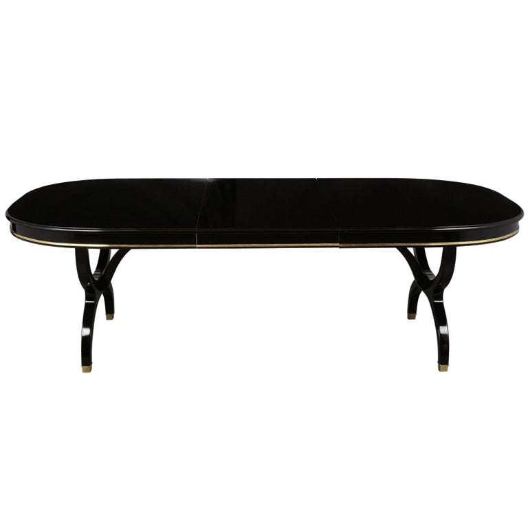 Black Lacquered Regency Style Oval Dining Table For Sale ...