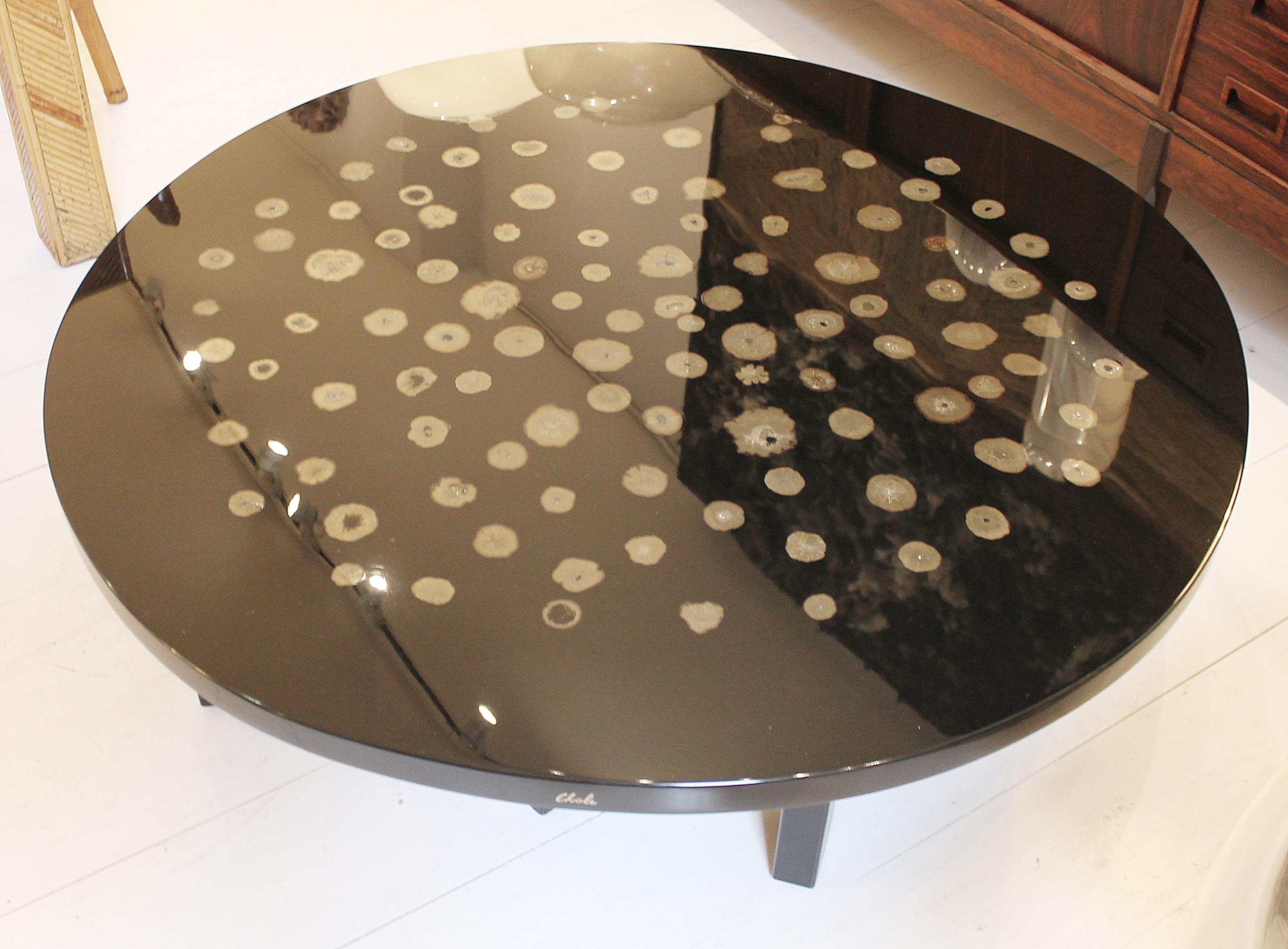 Belgian Black Lacquered Resin Coffee Table by Ado Chale, Belgium, circa 1970s