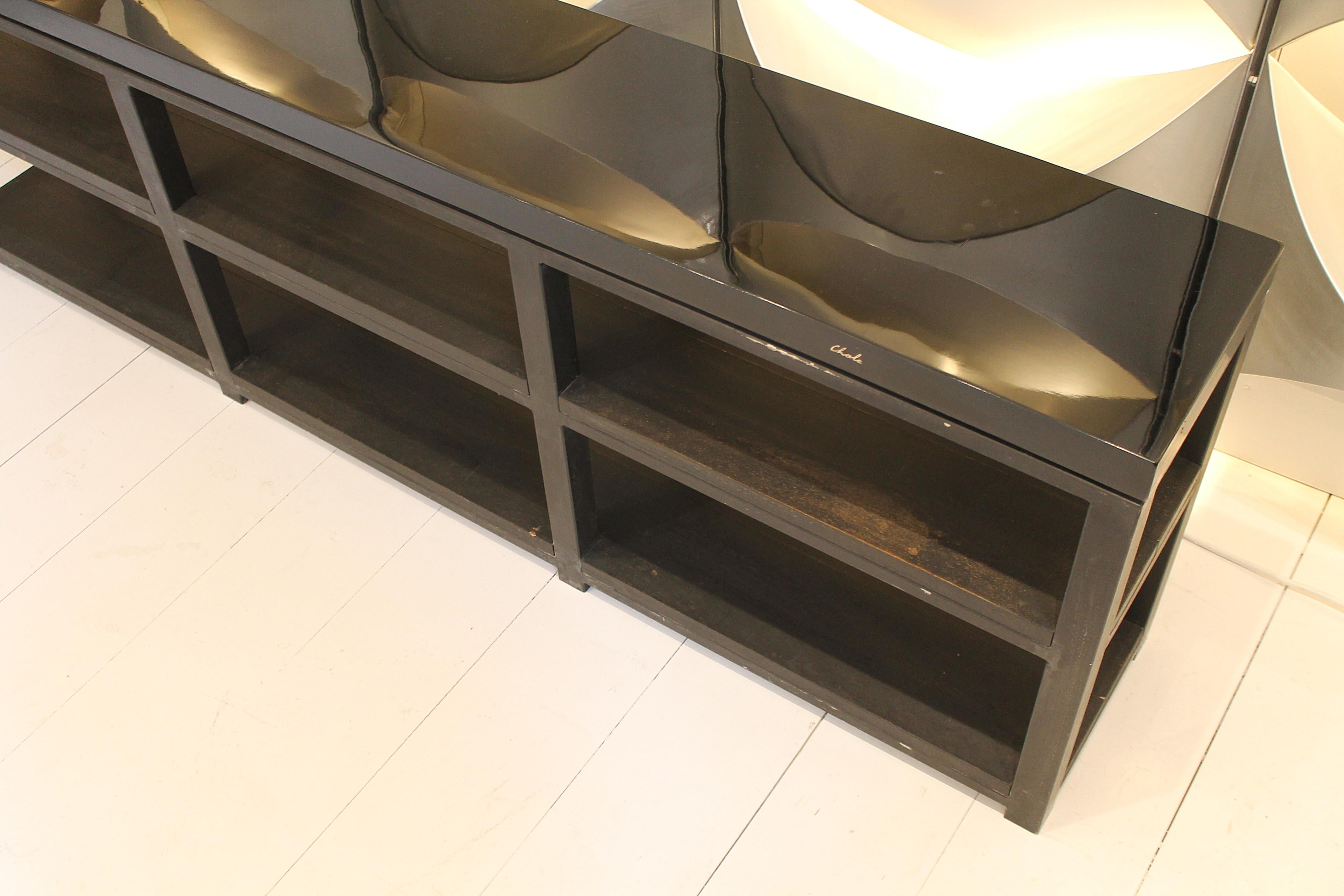 Belgian Black Lacquered Resin Console by Ado Chale, circa 1970s