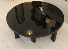 Black Lacquered Resin Round Coffee Table by Ado Chale, circa 1970s
