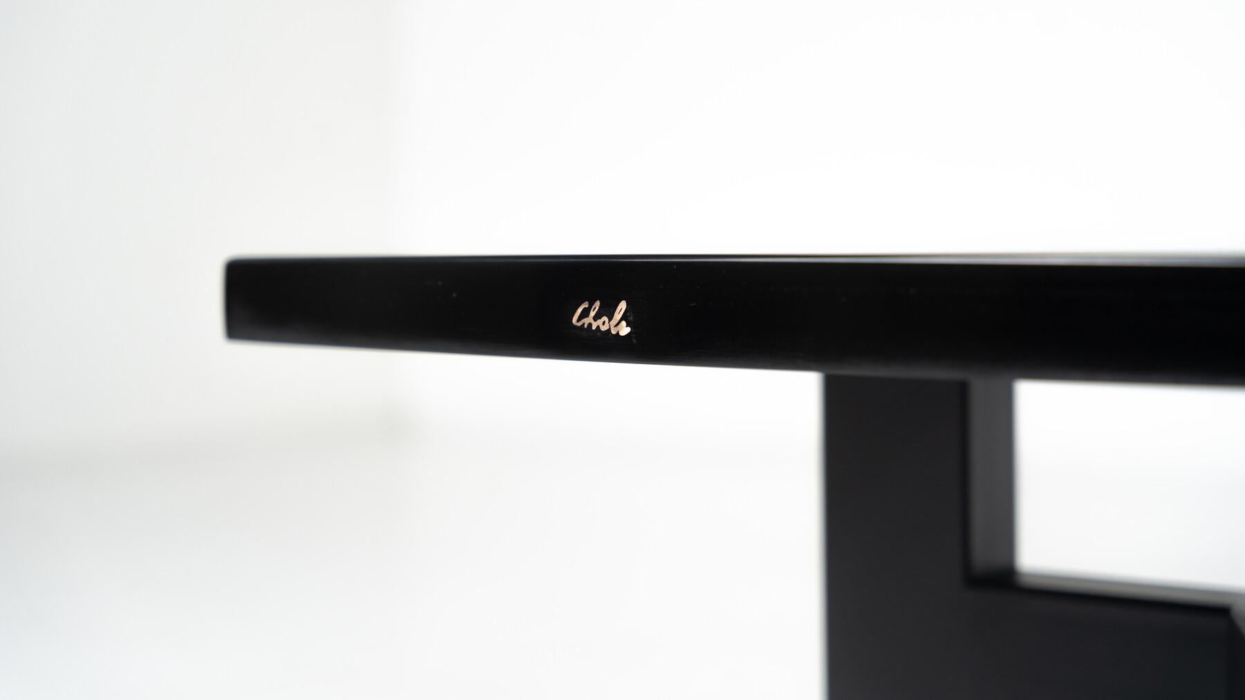 Black Lacquered Resin Table by Ado Chale, Belgium For Sale 5