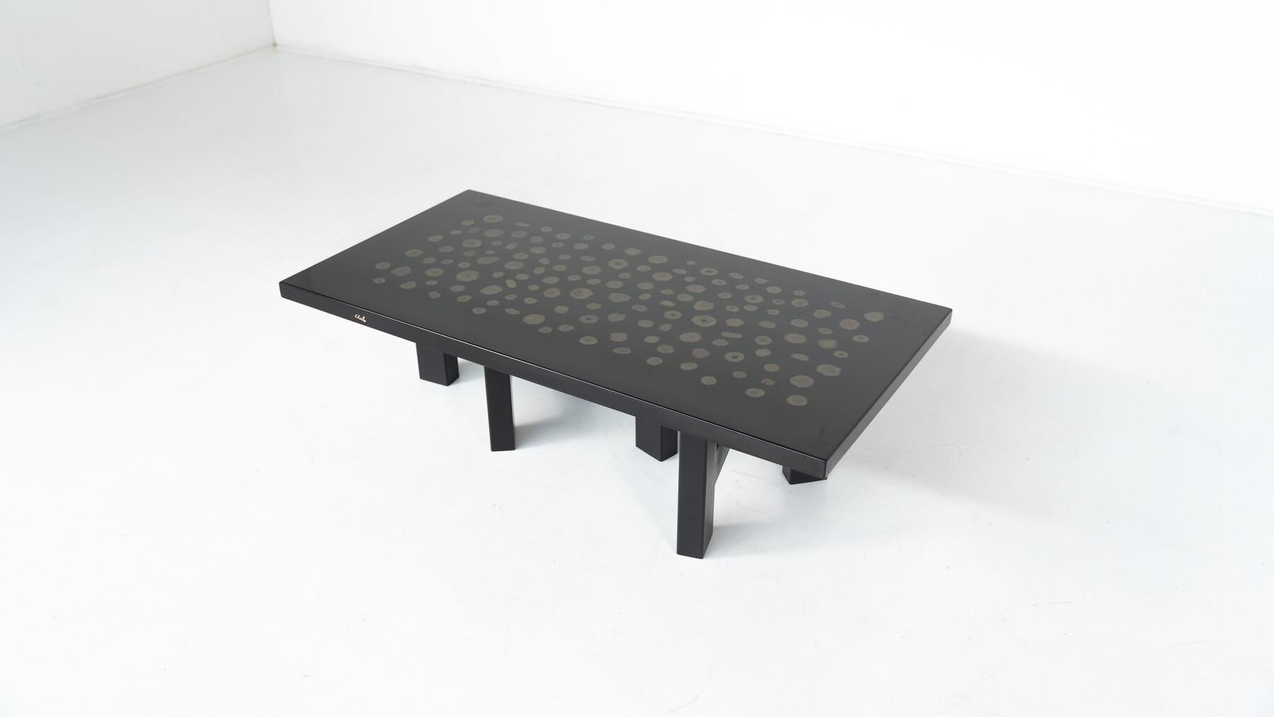 Black Lacquered Resin Table by Ado Chale, Belgium For Sale 6