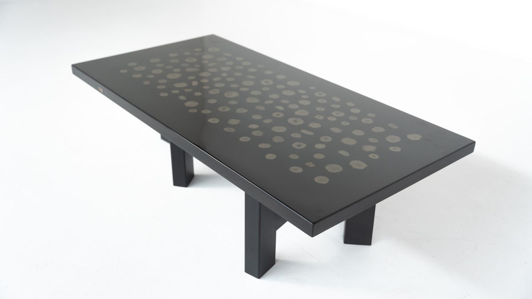 Black Lacquered Resin Table by Ado Chale, Belgium For Sale 1