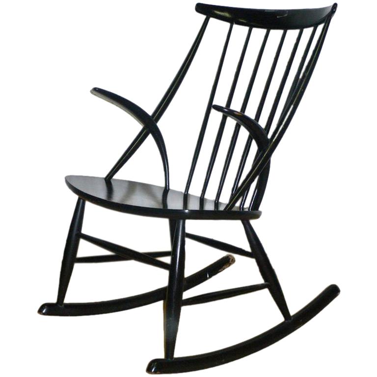 black lacquered rocking chair