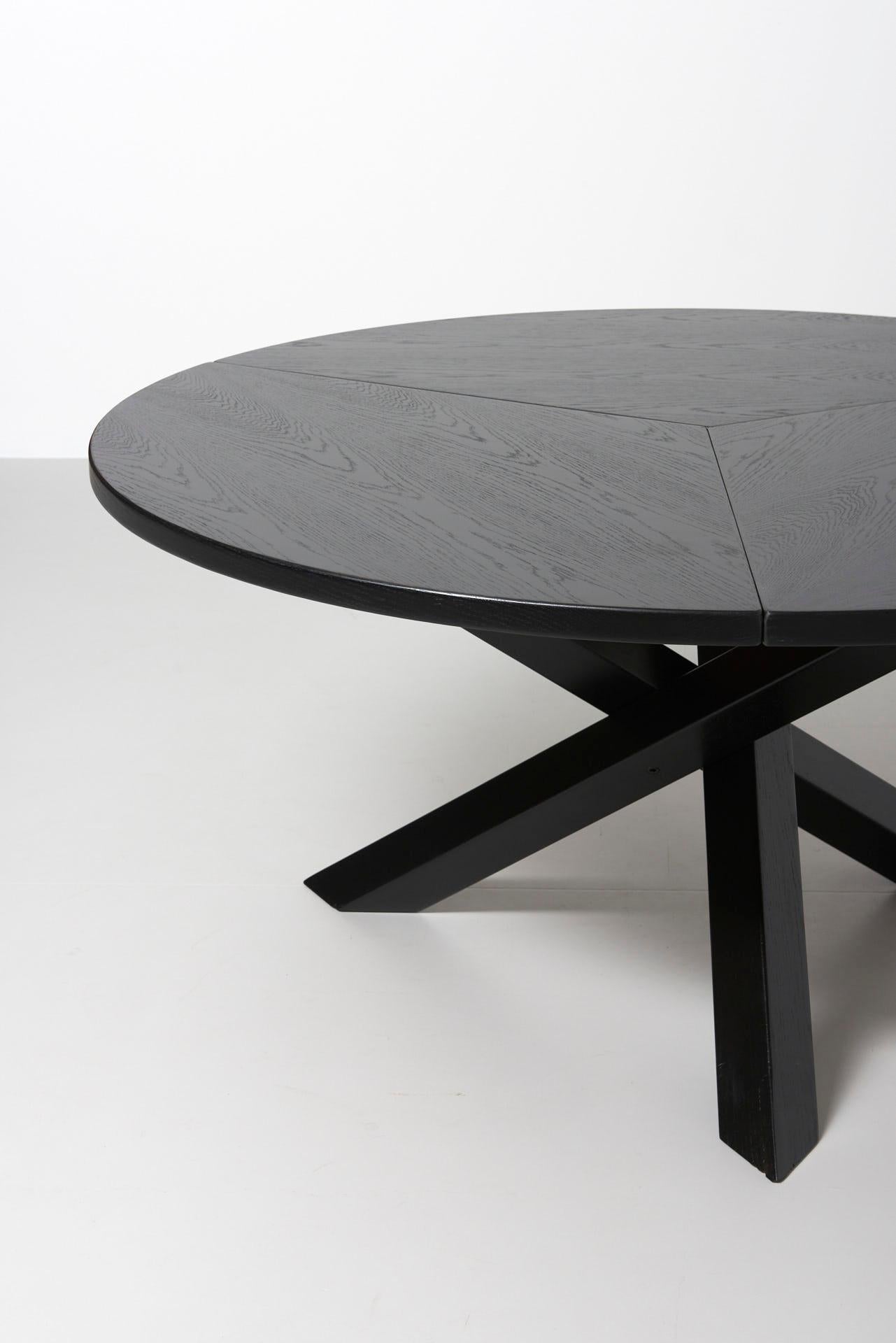 Black Lacquered Round Dining Table with Crossed Legs by Martin Visser, 1960s 3