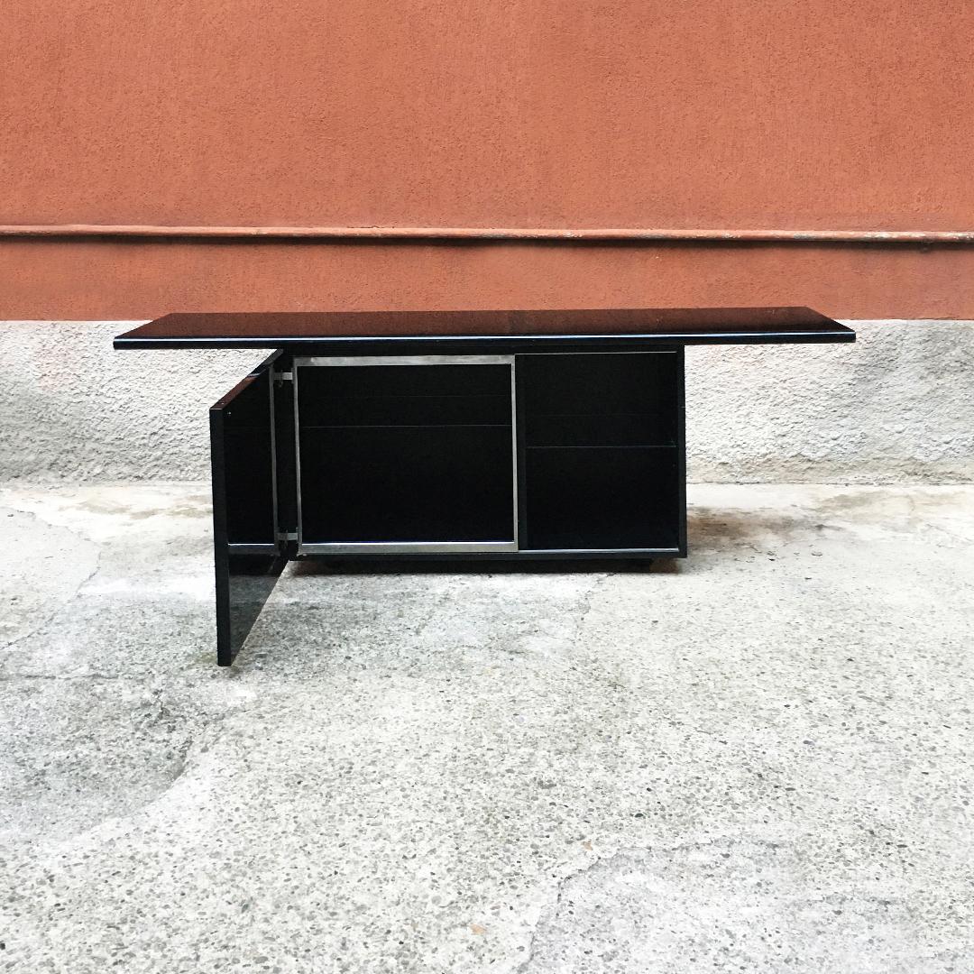 Wood Black Lacquered Sheraton Sideboard by G.Stoppino and L.Acerbis by Acerbis, 1977