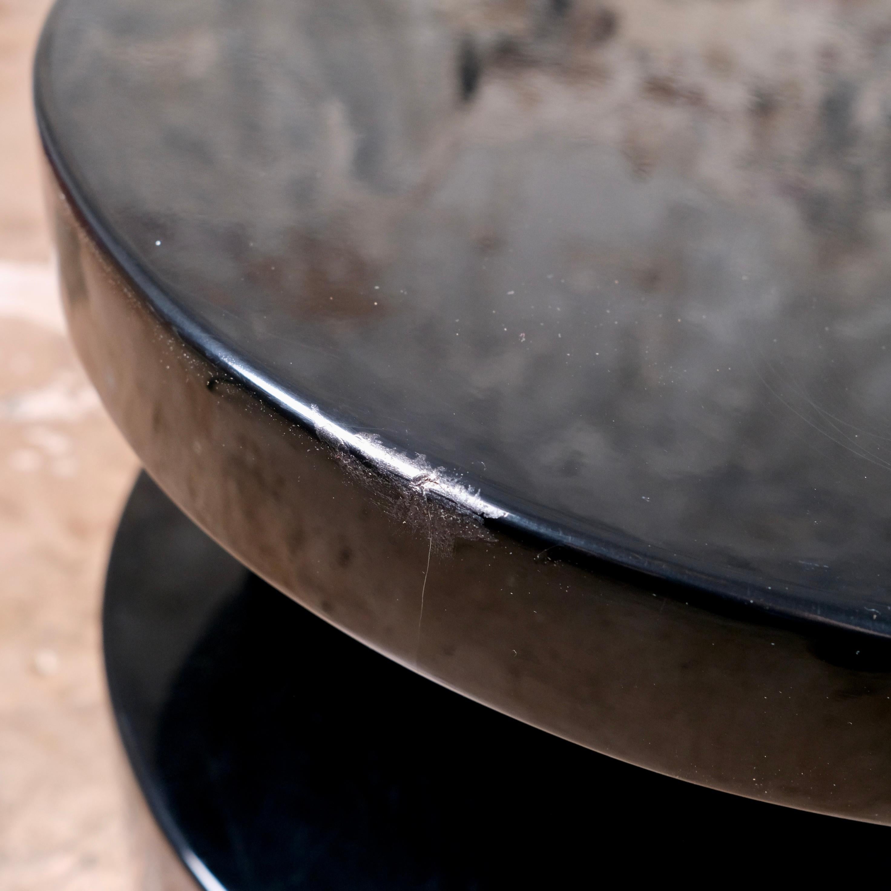 Black lacquered side or bedside table with shelf, Italy, 1980s 4