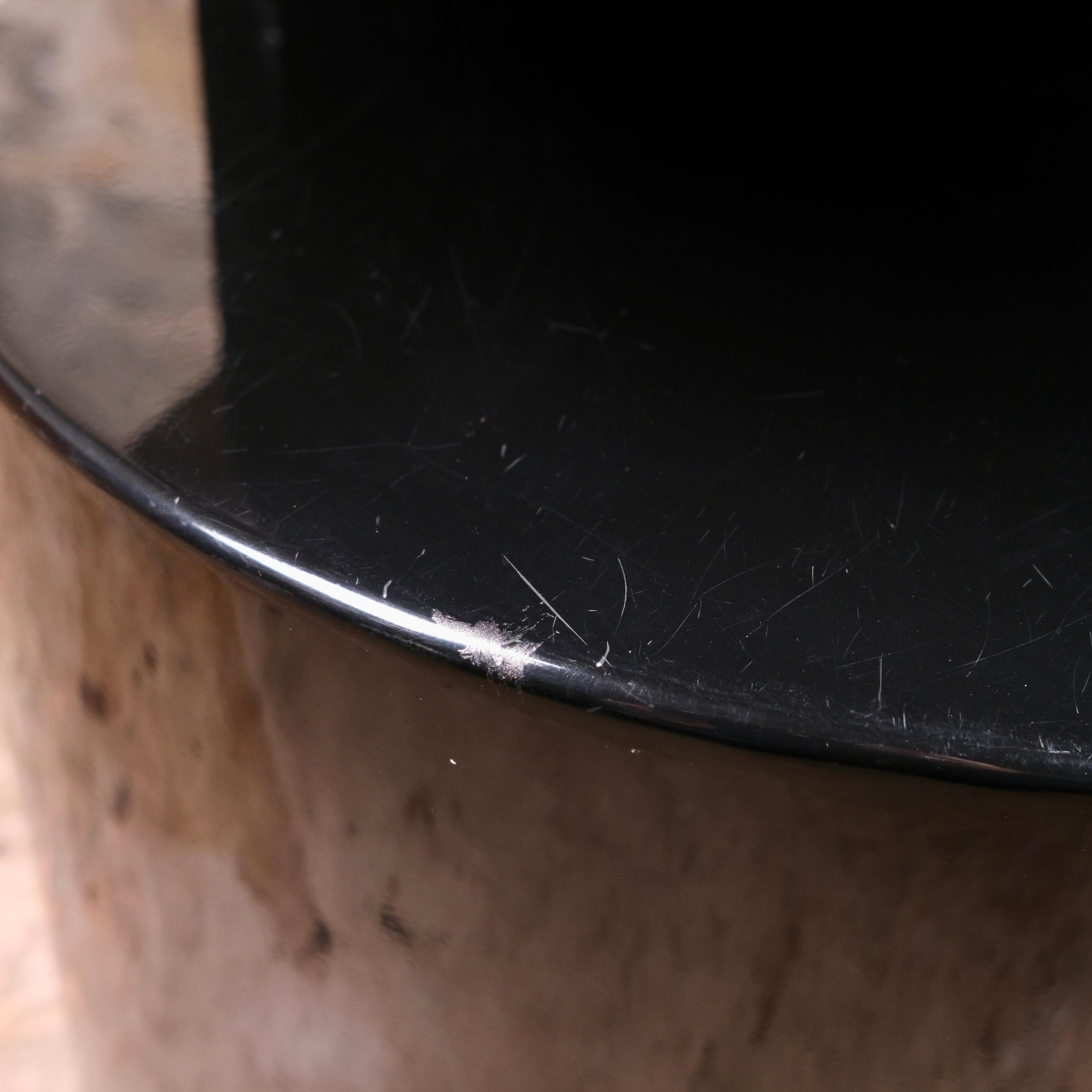 Black lacquered side or bedside table with shelf, Italy, 1980s 5