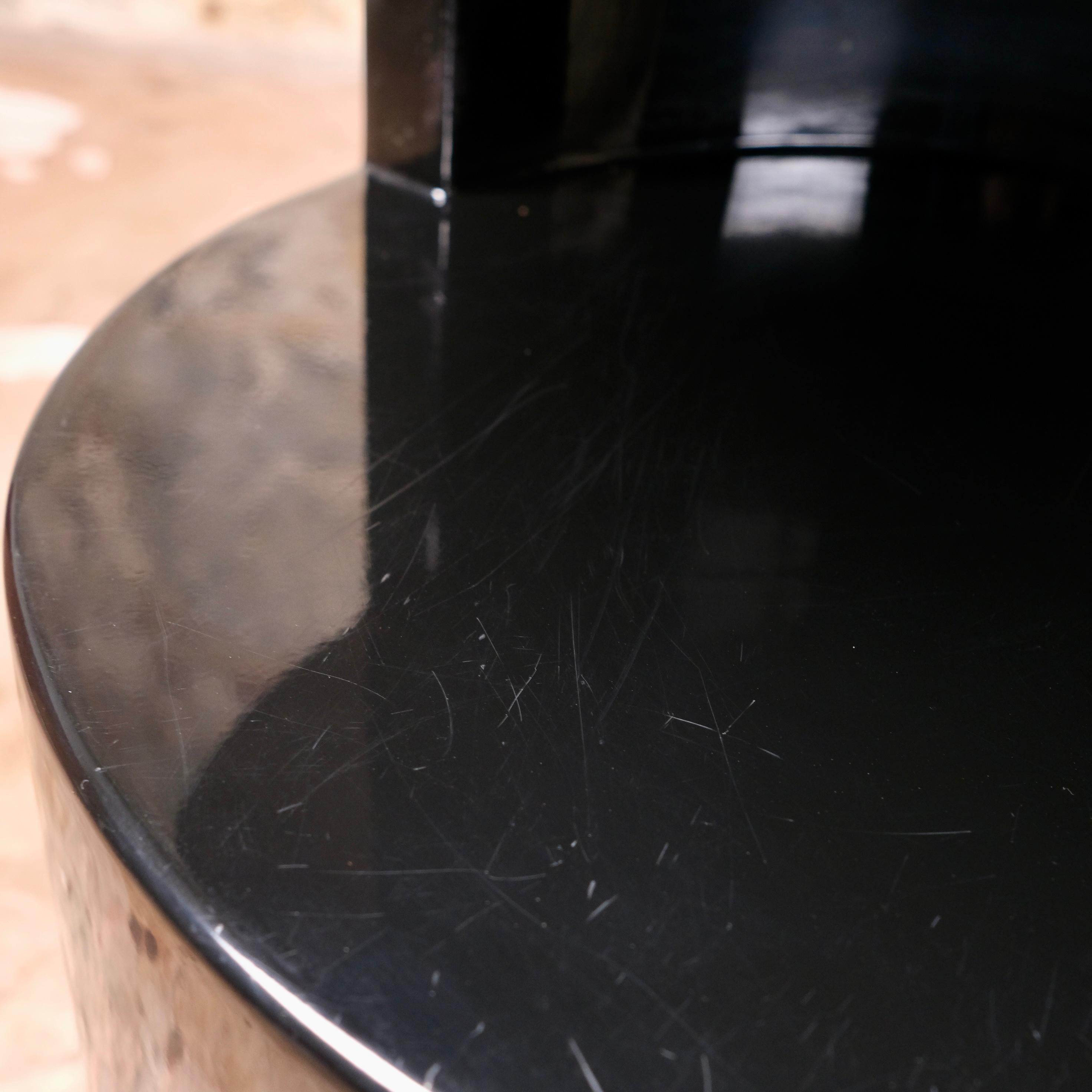 Black lacquered side or bedside table with shelf, Italy, 1980s 6