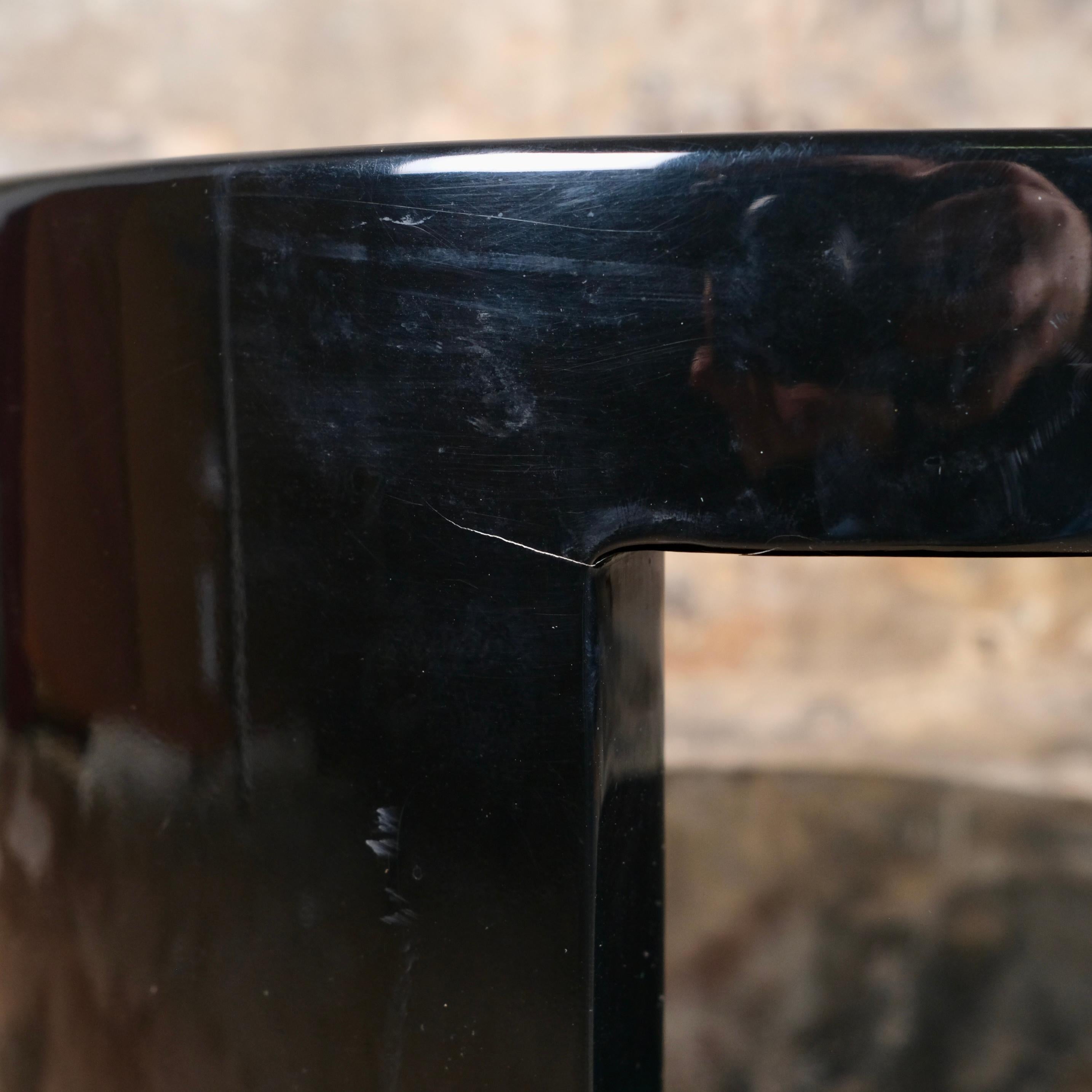 Black lacquered side or bedside table with shelf, Italy, 1980s 7