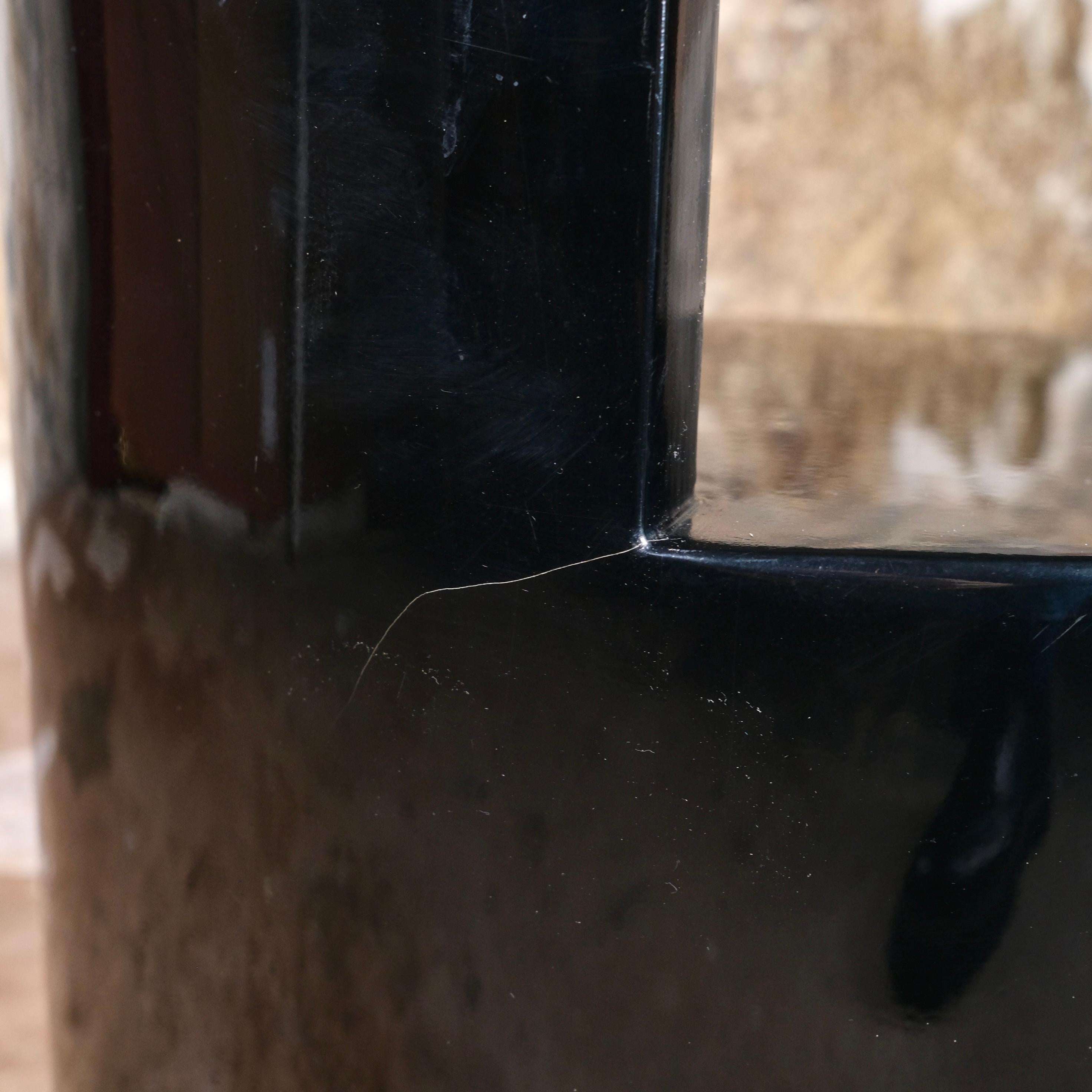 Black lacquered side or bedside table with shelf, Italy, 1980s 8