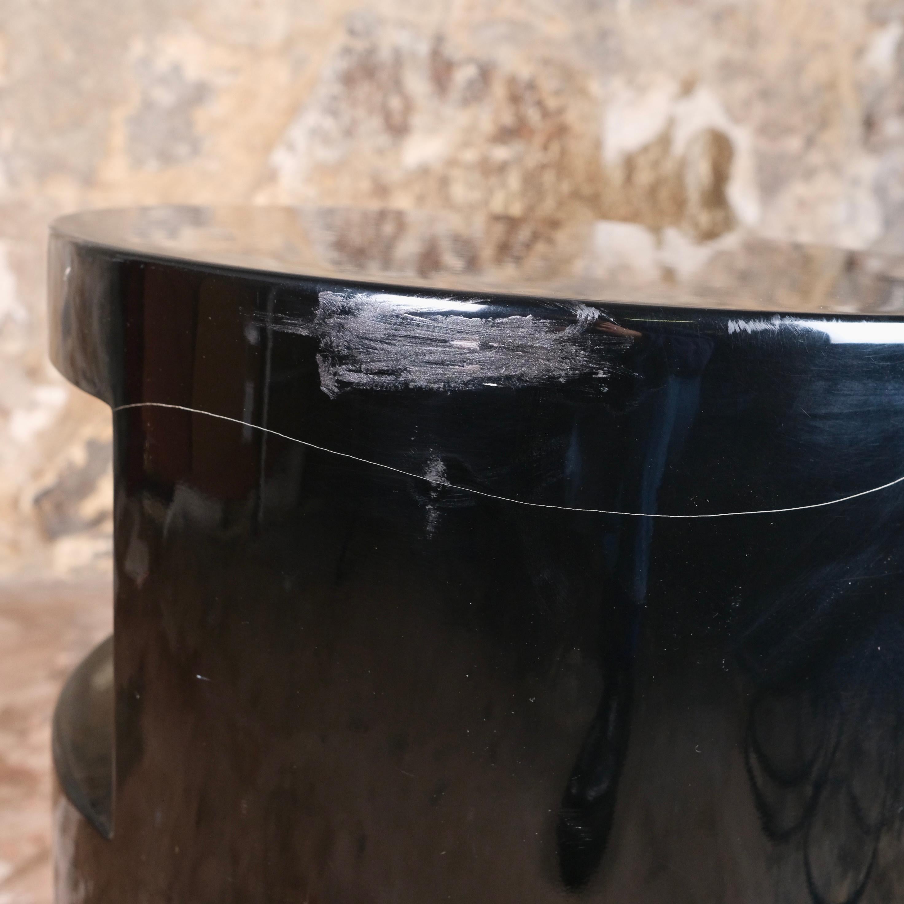 Black lacquered side or bedside table with shelf, Italy, 1980s 9