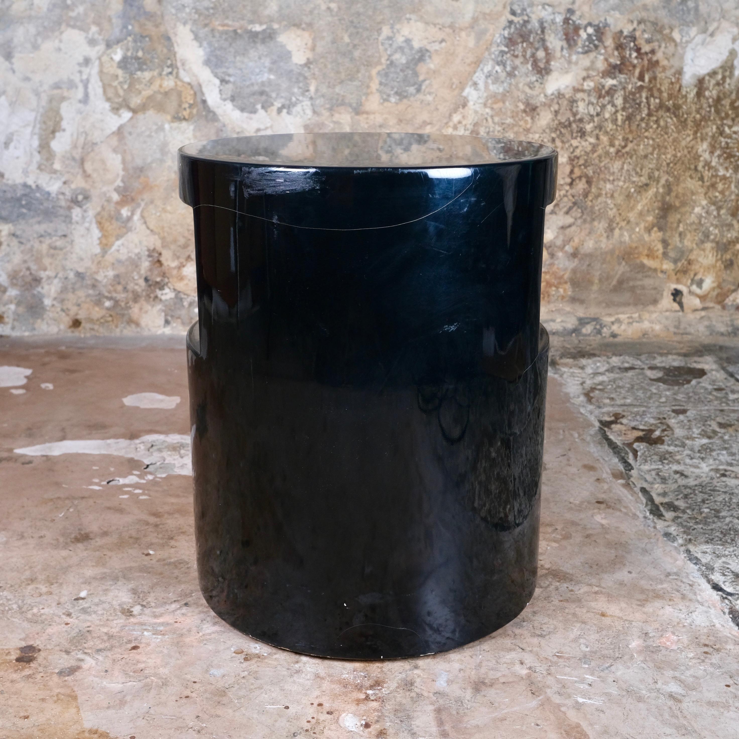Black lacquered side or bedside table with shelf, Italy, 1980s 1