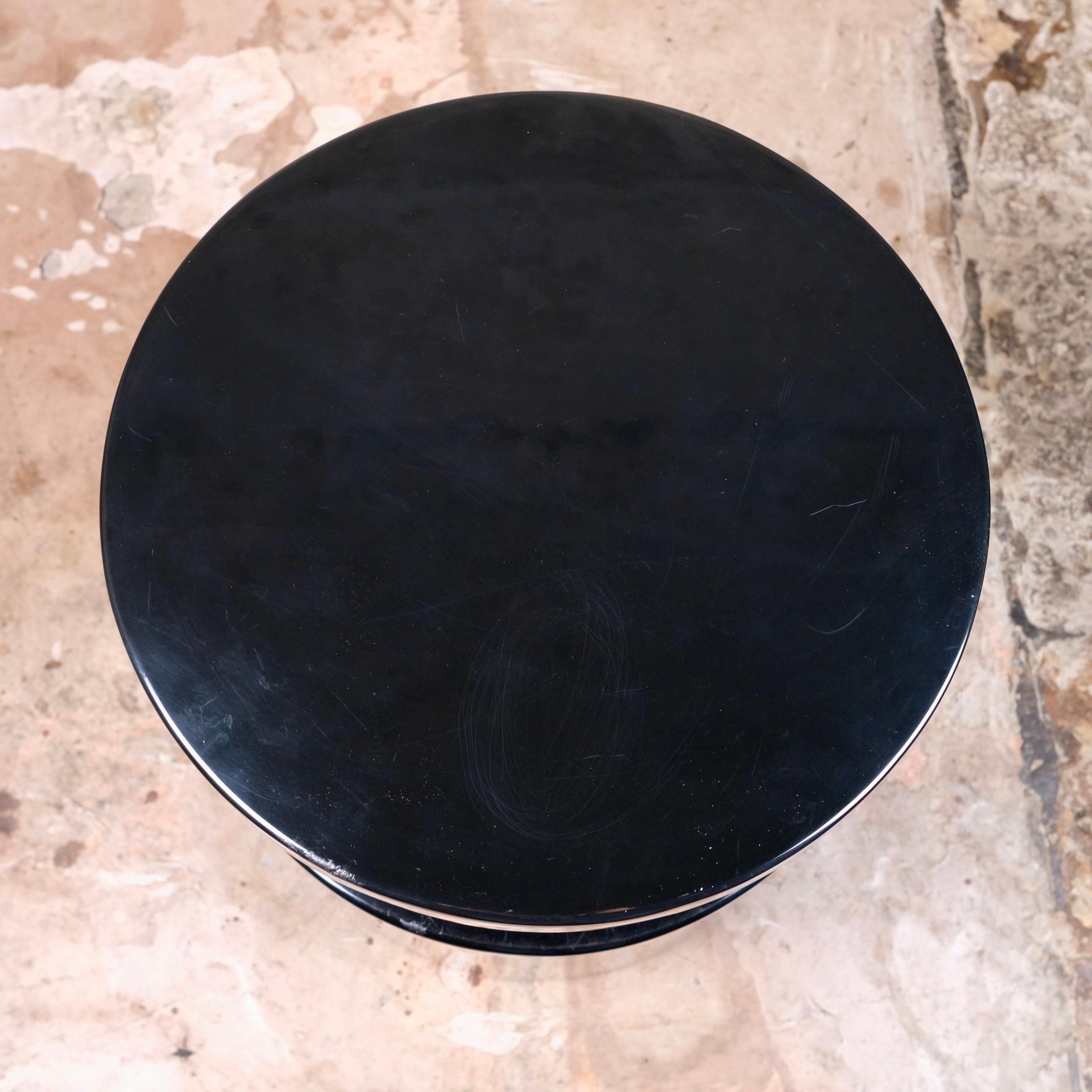 Black lacquered side or bedside table with shelf, Italy, 1980s 2
