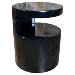 Black lacquered side or bedside table with shelf, Italy, 1980s