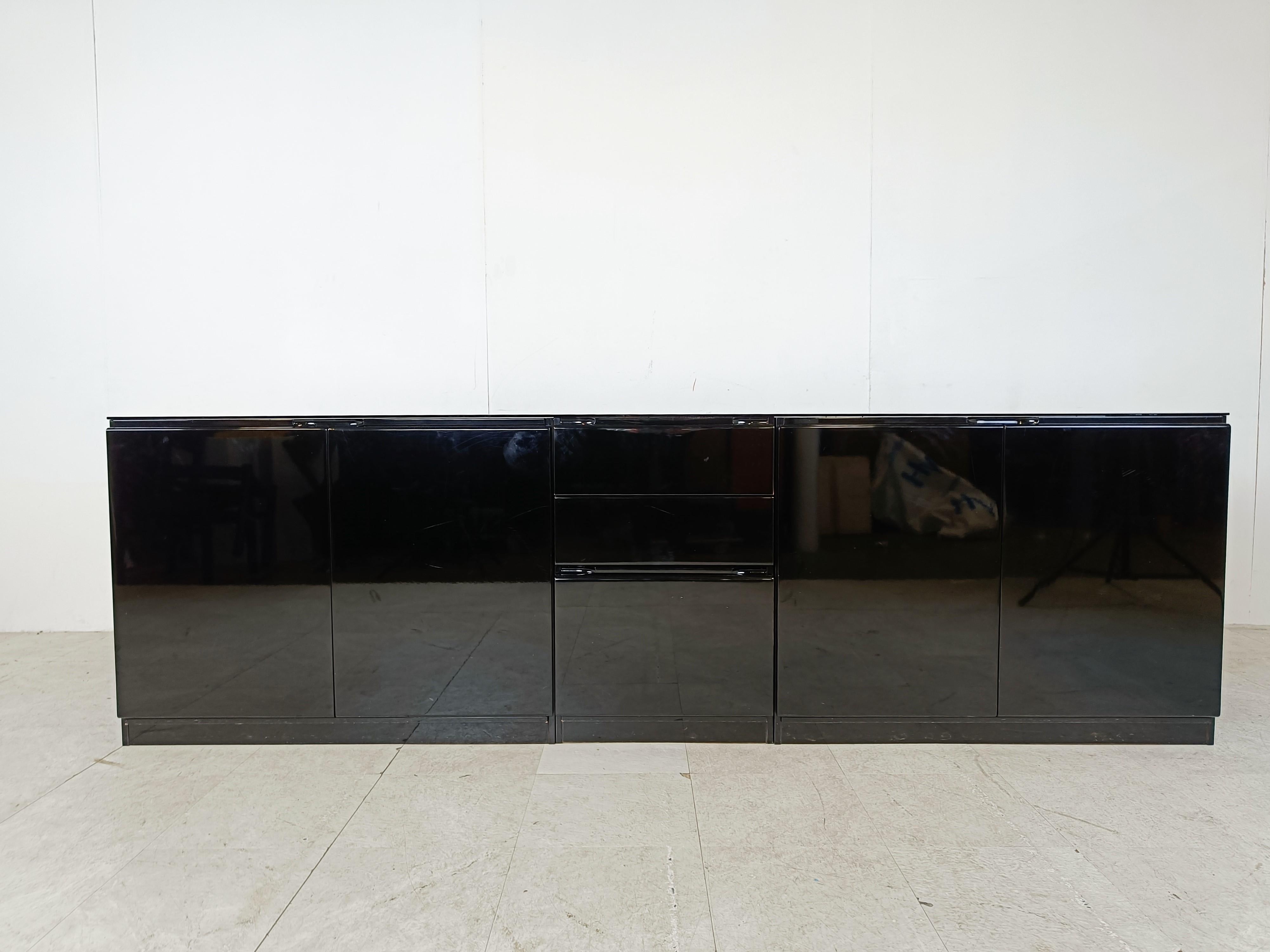 Italian Black lacquered sideboard, 1970s