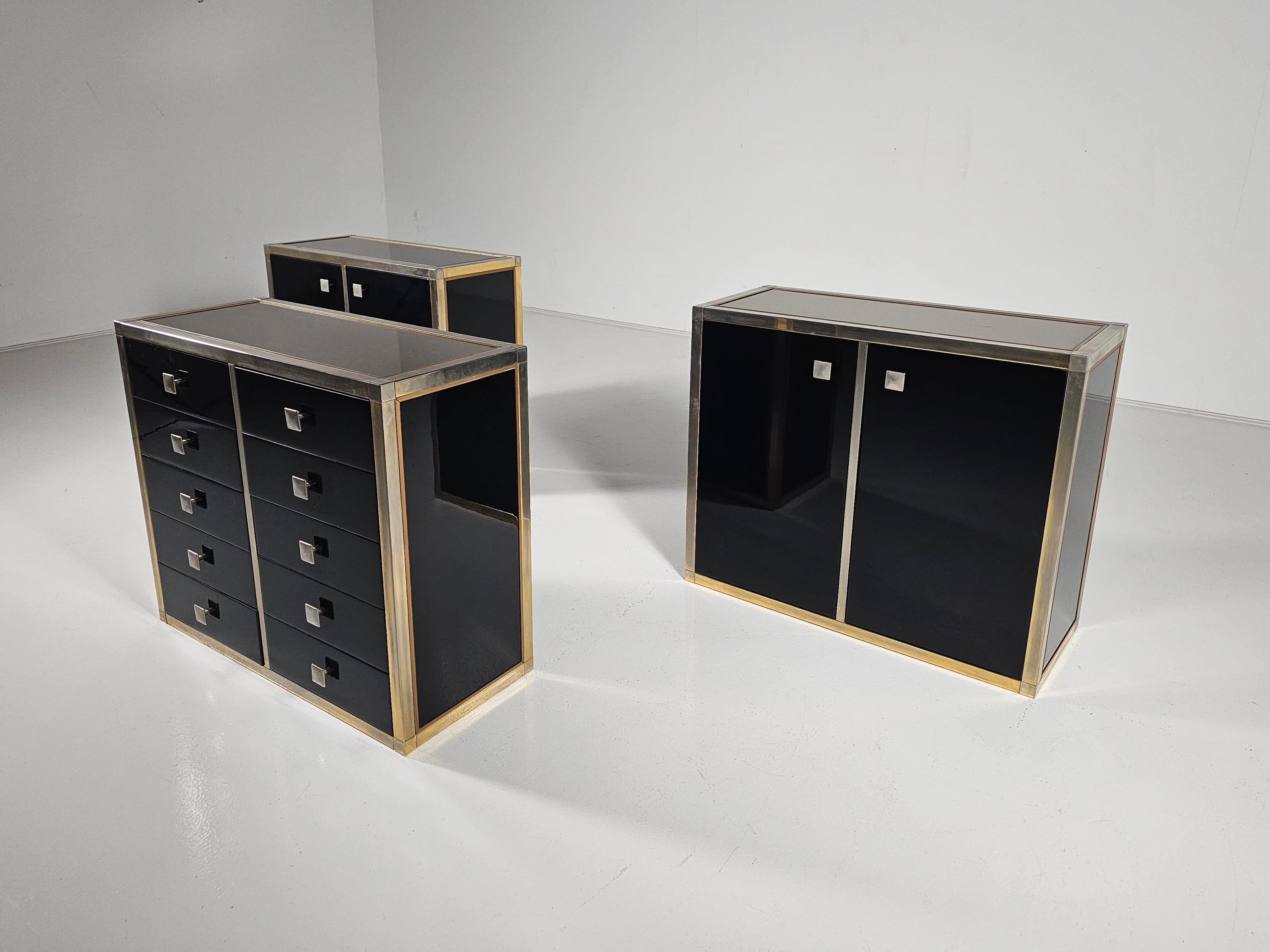 Aparador/Credenza lacado en negro de Renato Zevi, Italia, 1970 en venta 7