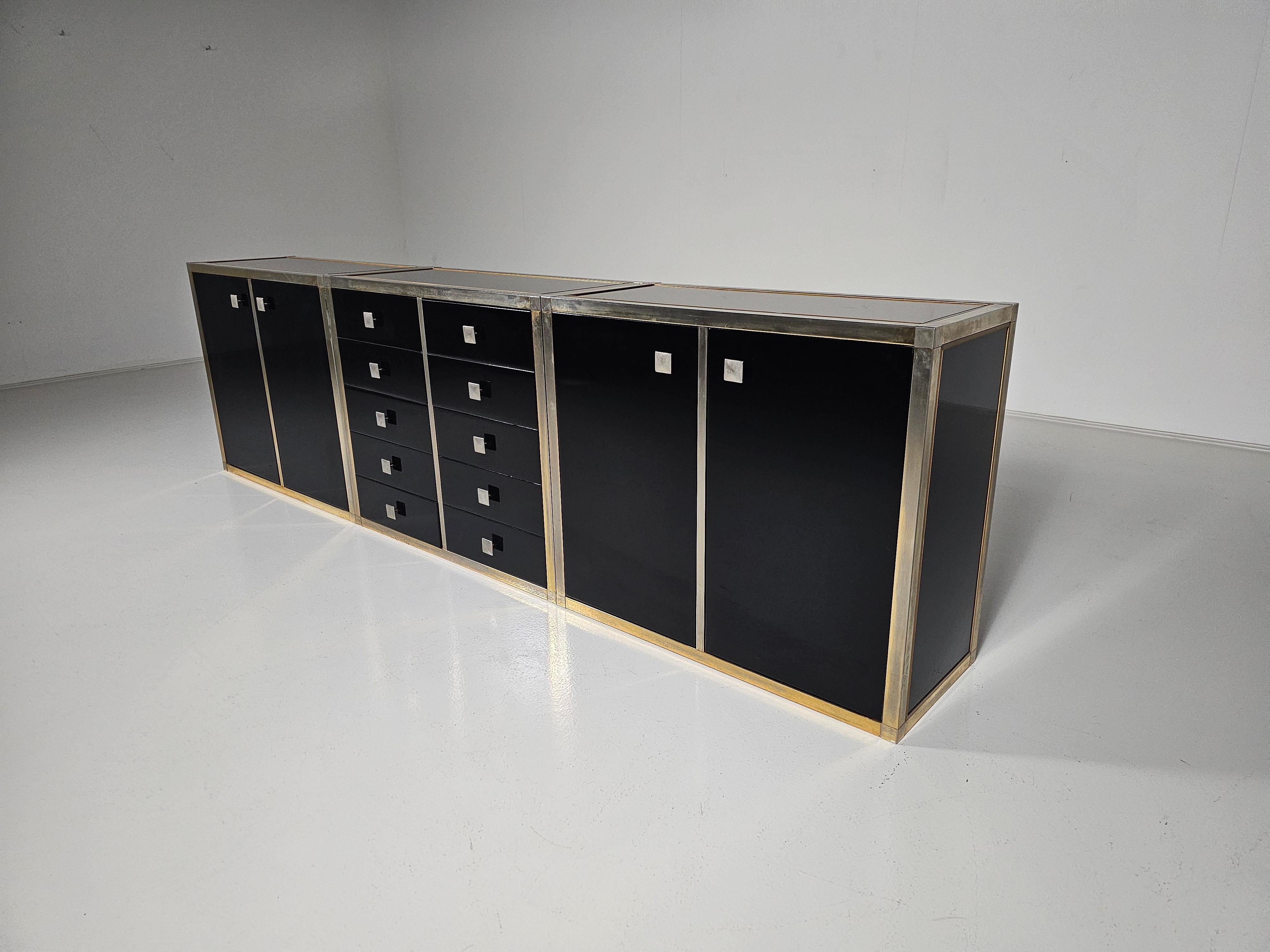 Aparador/Credenza lacado en negro de Renato Zevi, Italia, 1970 Europeo en venta