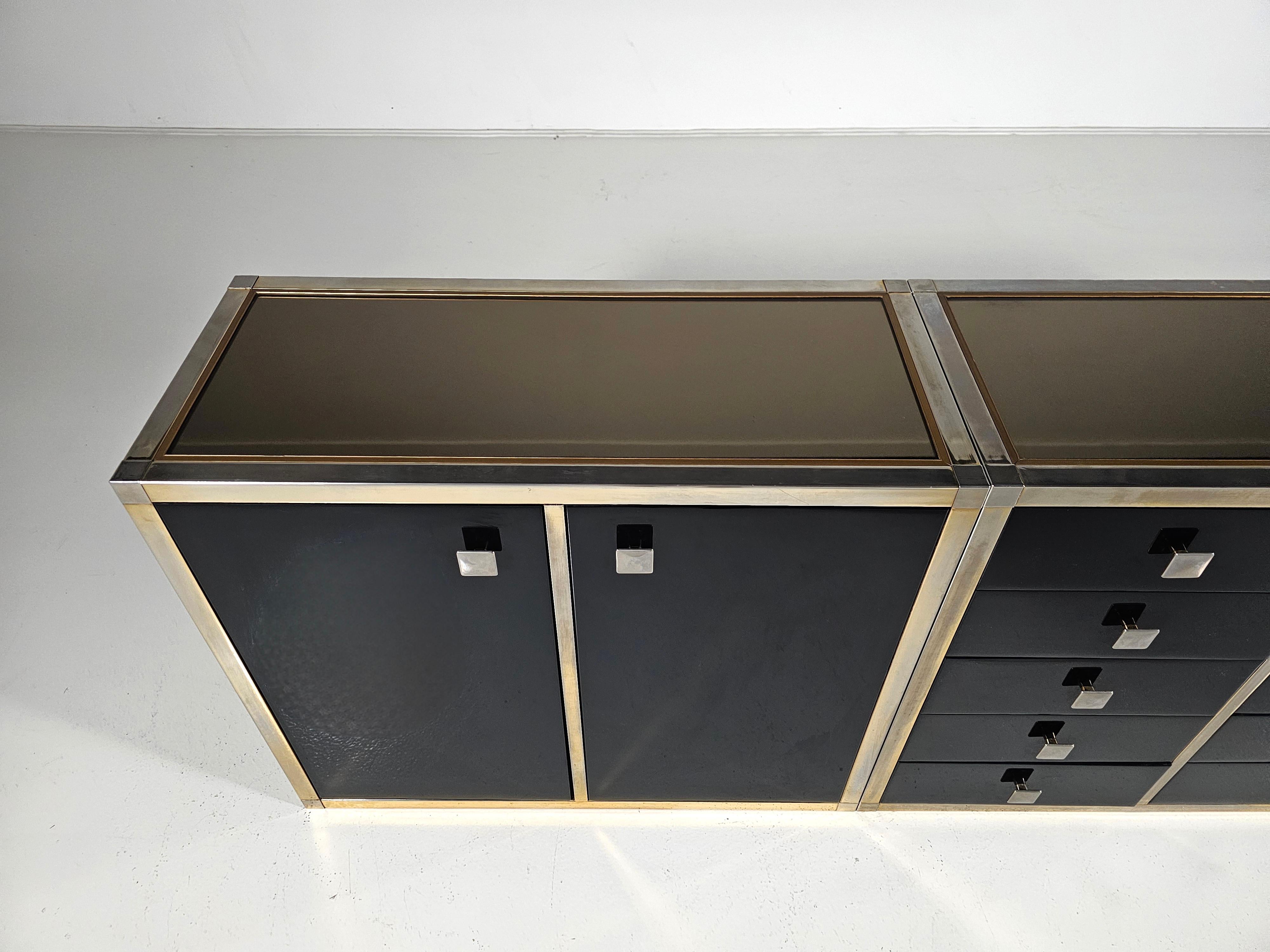Aparador/Credenza lacado en negro de Renato Zevi, Italia, 1970 en venta 1