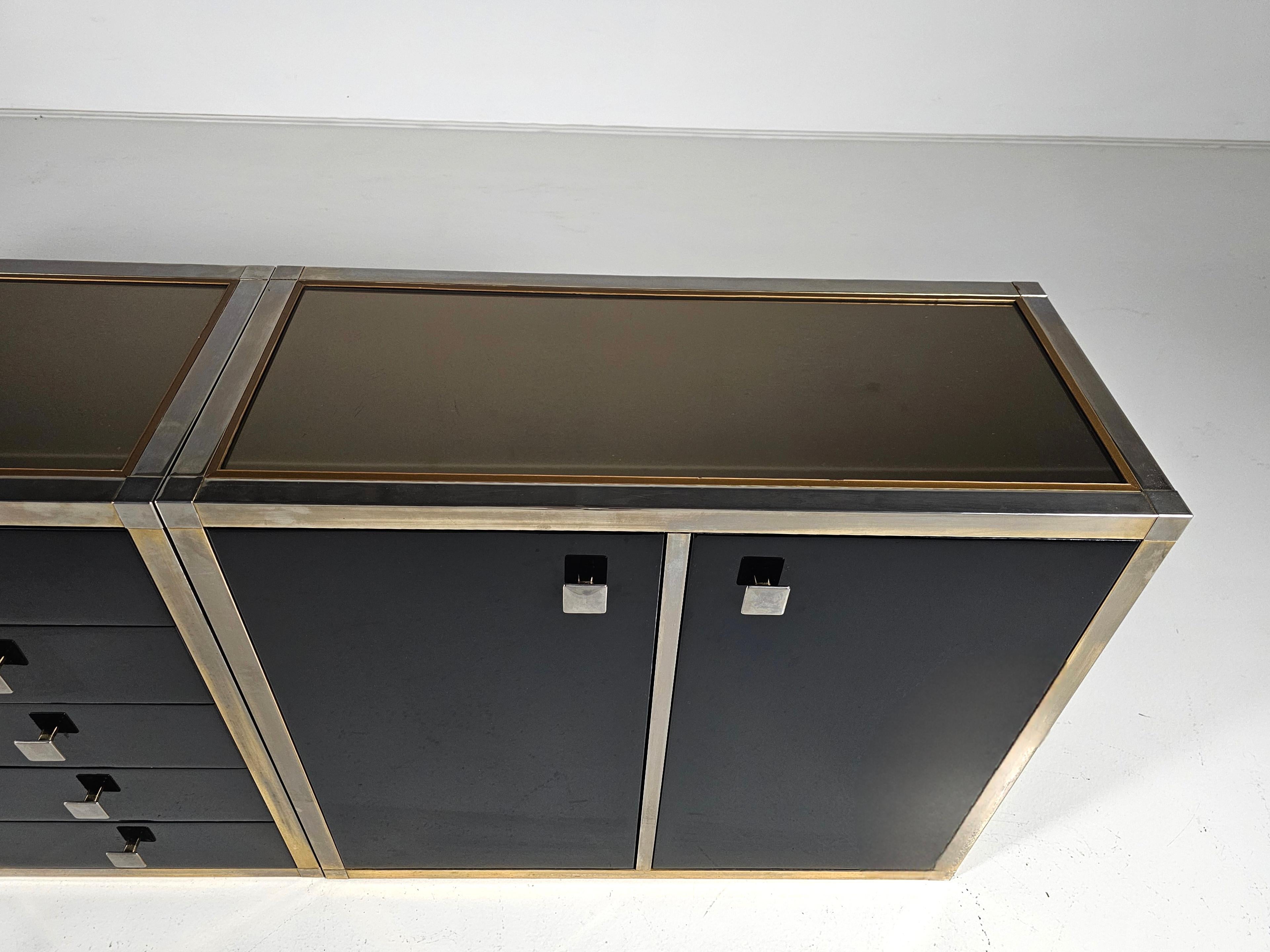 Aparador/Credenza lacado en negro de Renato Zevi, Italia, 1970 en venta 2