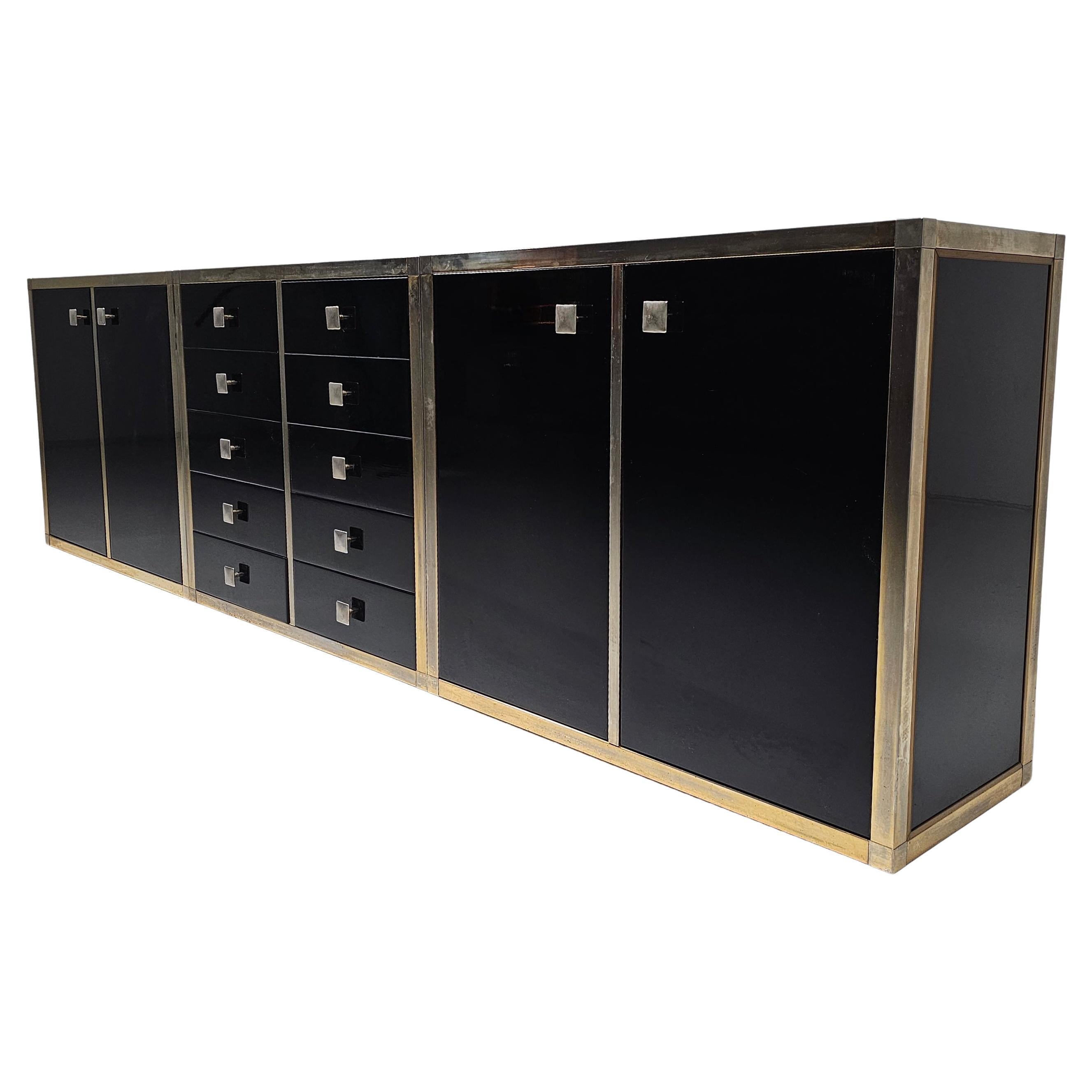 Aparador/Credenza lacado en negro de Renato Zevi, Italia, 1970 en venta
