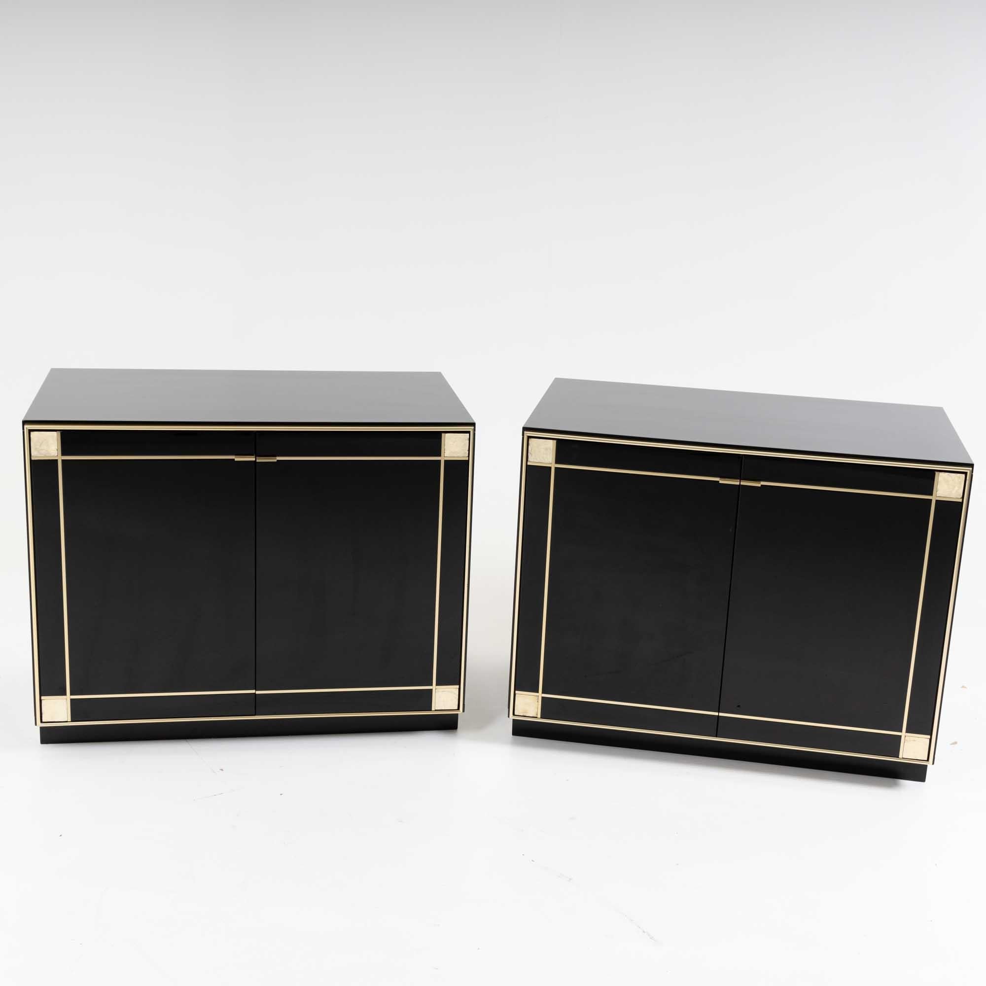Hollywood Regency Black lacquered sideboards by Pierre Cardin, France 1980s For Sale