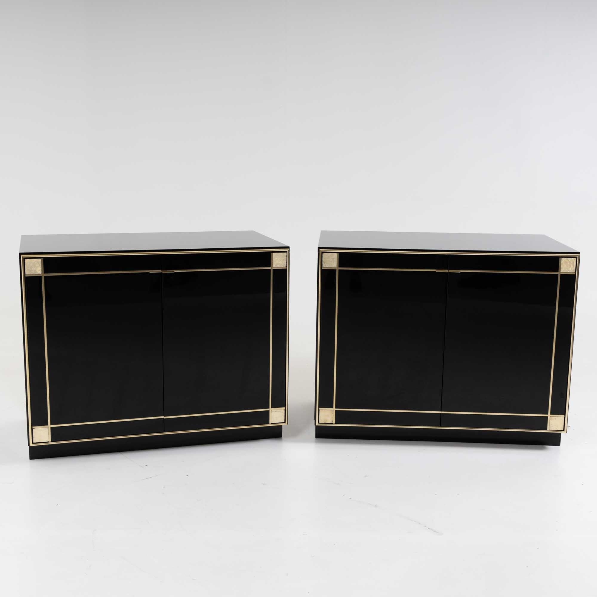 Brass Black lacquered sideboards by Pierre Cardin, France 1980s For Sale
