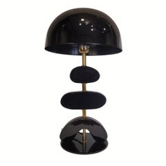 Black lacquered table lamp, contemporary French design