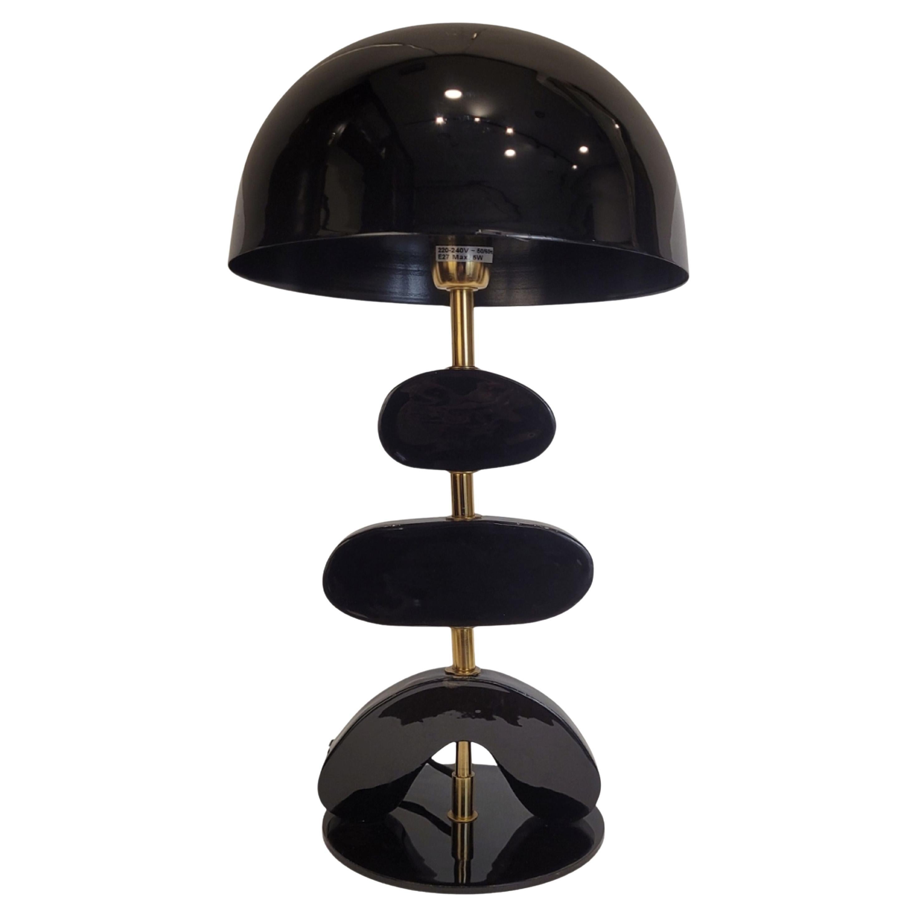 Black lacquered table lamp, contemporary French design