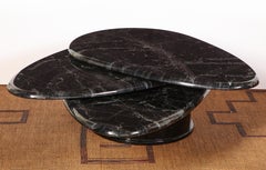Black Lacquered Teardrop Swivel Coffee Table Attributed to Roger Rougier