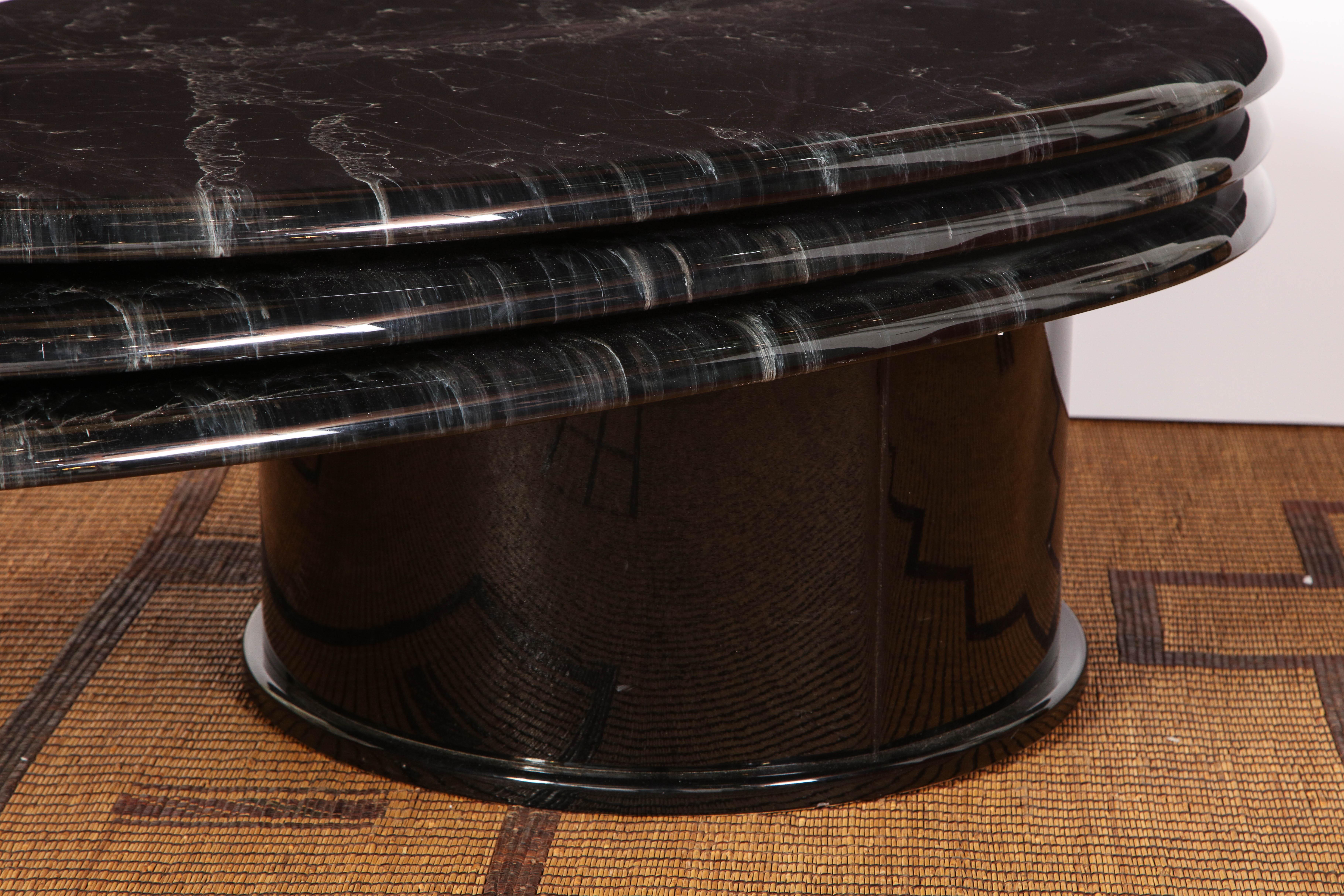 Black Lacquered Teardrop Swivel Coffee Table Attributed to Roger Rougier In Good Condition In New York, NY