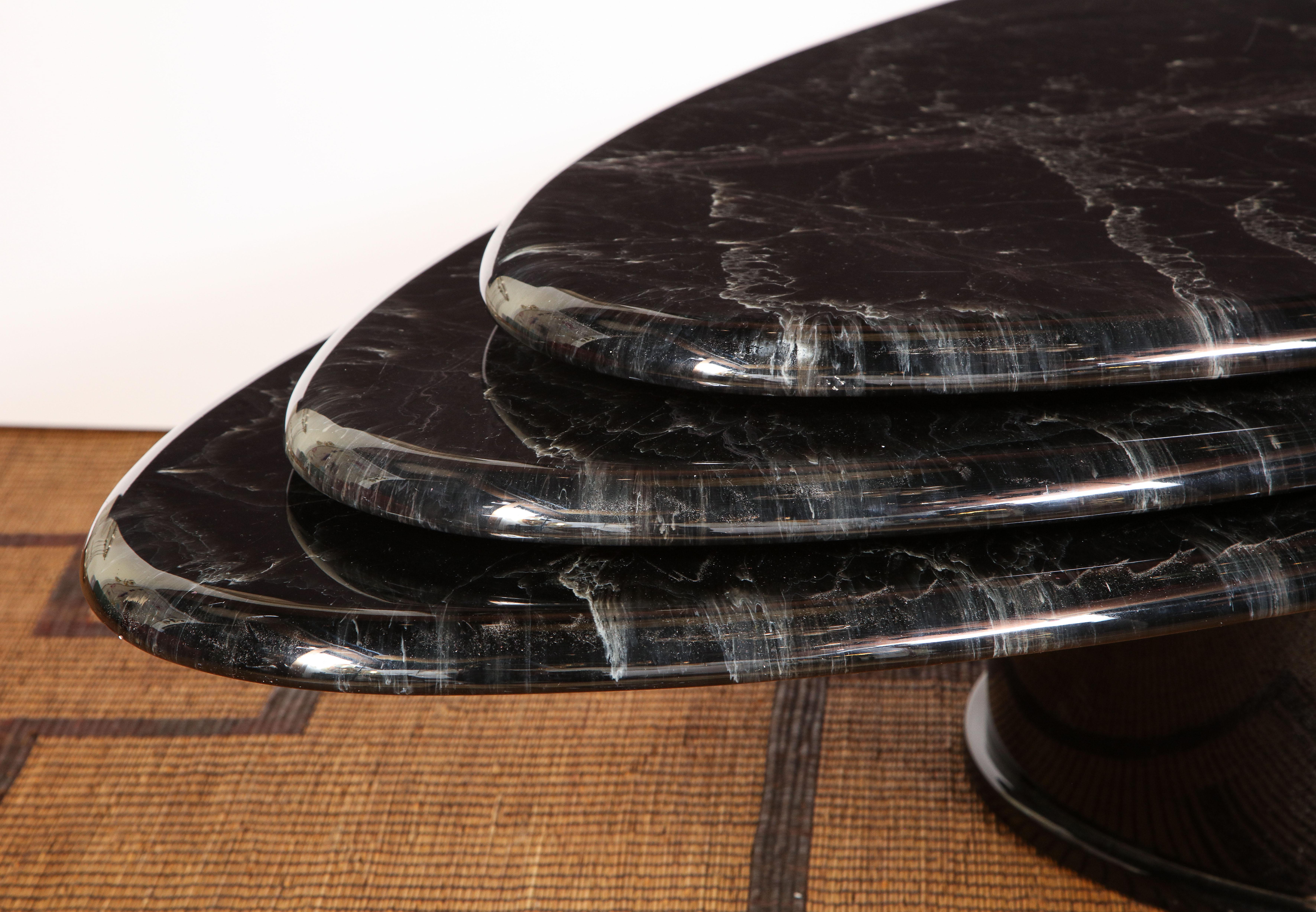 Late 20th Century Black Lacquered Teardrop Swivel Coffee Table Attributed to Roger Rougier