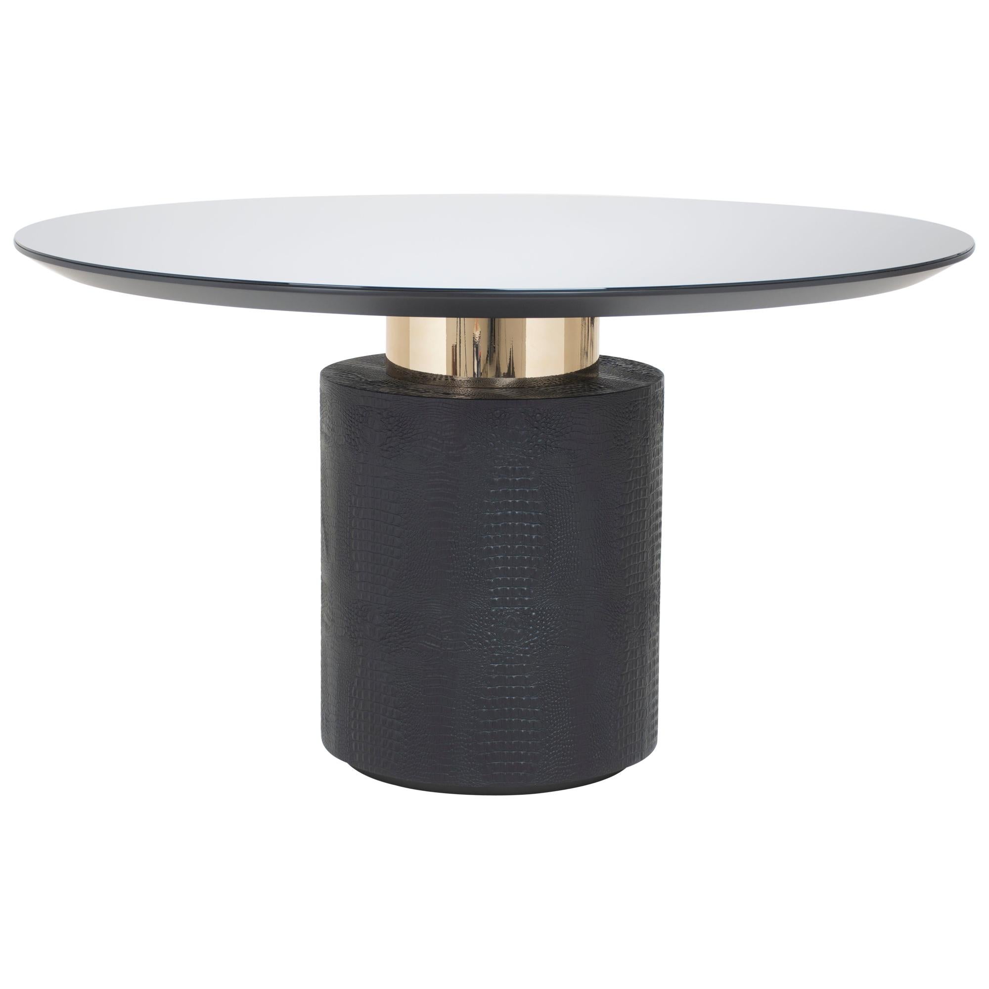 Round dining table Neruda, glass edition is a precious piece to complement your dining room. Built with high-quality material, the design speaks for itself, elegance in every detail.

Details: Top in black lacquer wood with black glass over it,