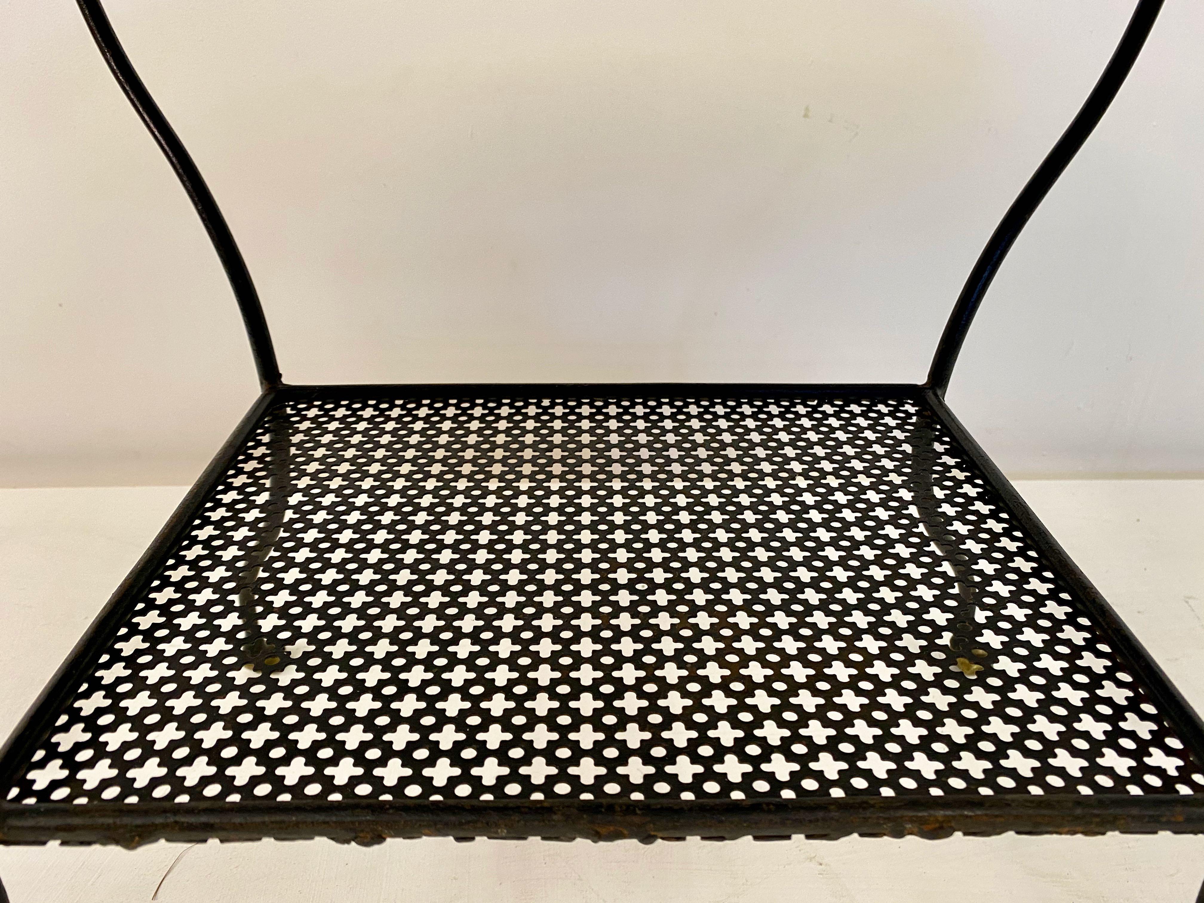 Black Lacquered Tray Table On Castors with Perforated Metal 1
