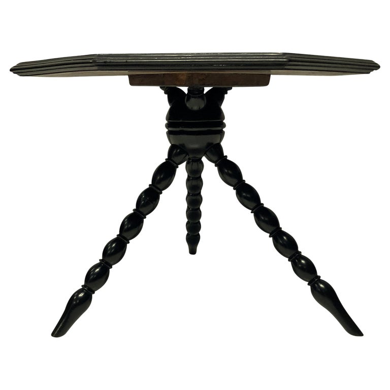 Black Lacquered Tripod Occasional Table For Sale at 1stDibs