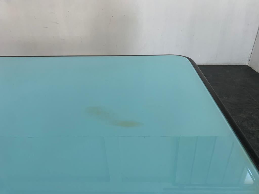 Black Lacquered & Turquoise Glass Top Table, 1950s 3
