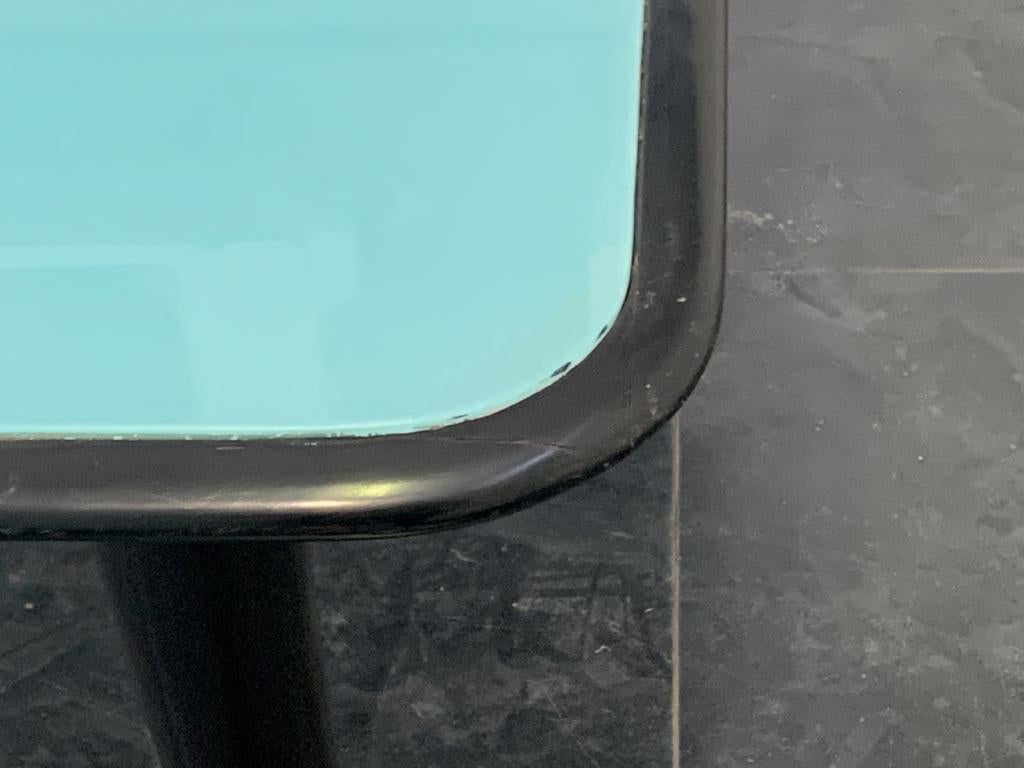 Black Lacquered & Turquoise Glass Top Table, 1950s 2