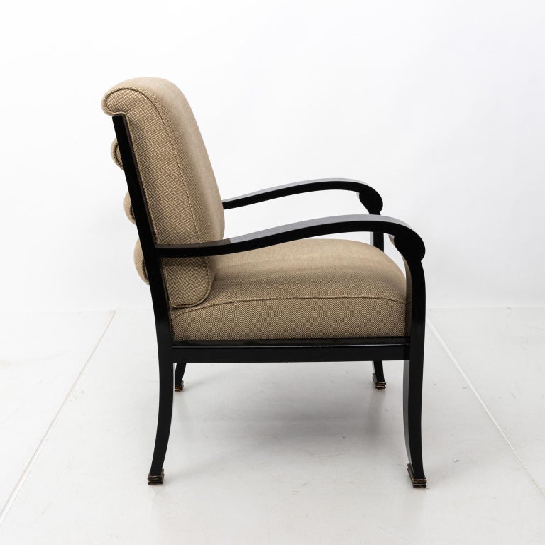 Black Lacquered Upholstered Desk Chair For Sale at 1stDibs