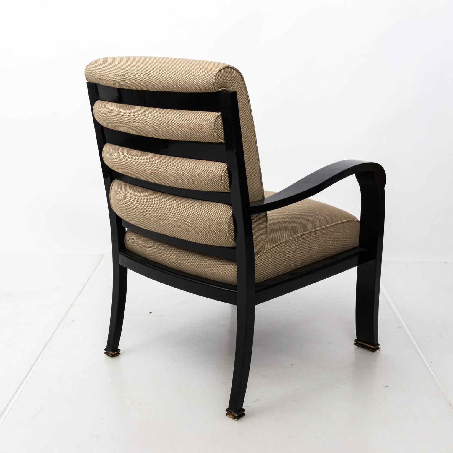 Black Lacquered Upholstered Desk Chair In Good Condition In Stamford, CT