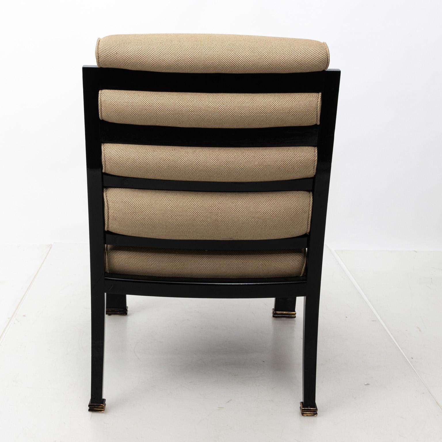 20th Century Black Lacquered Upholstered Desk Chair