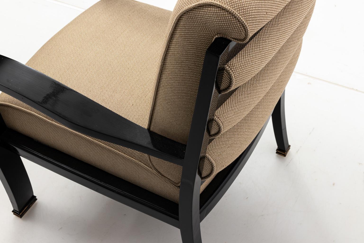 Black Lacquered Upholstered Desk Chair 3