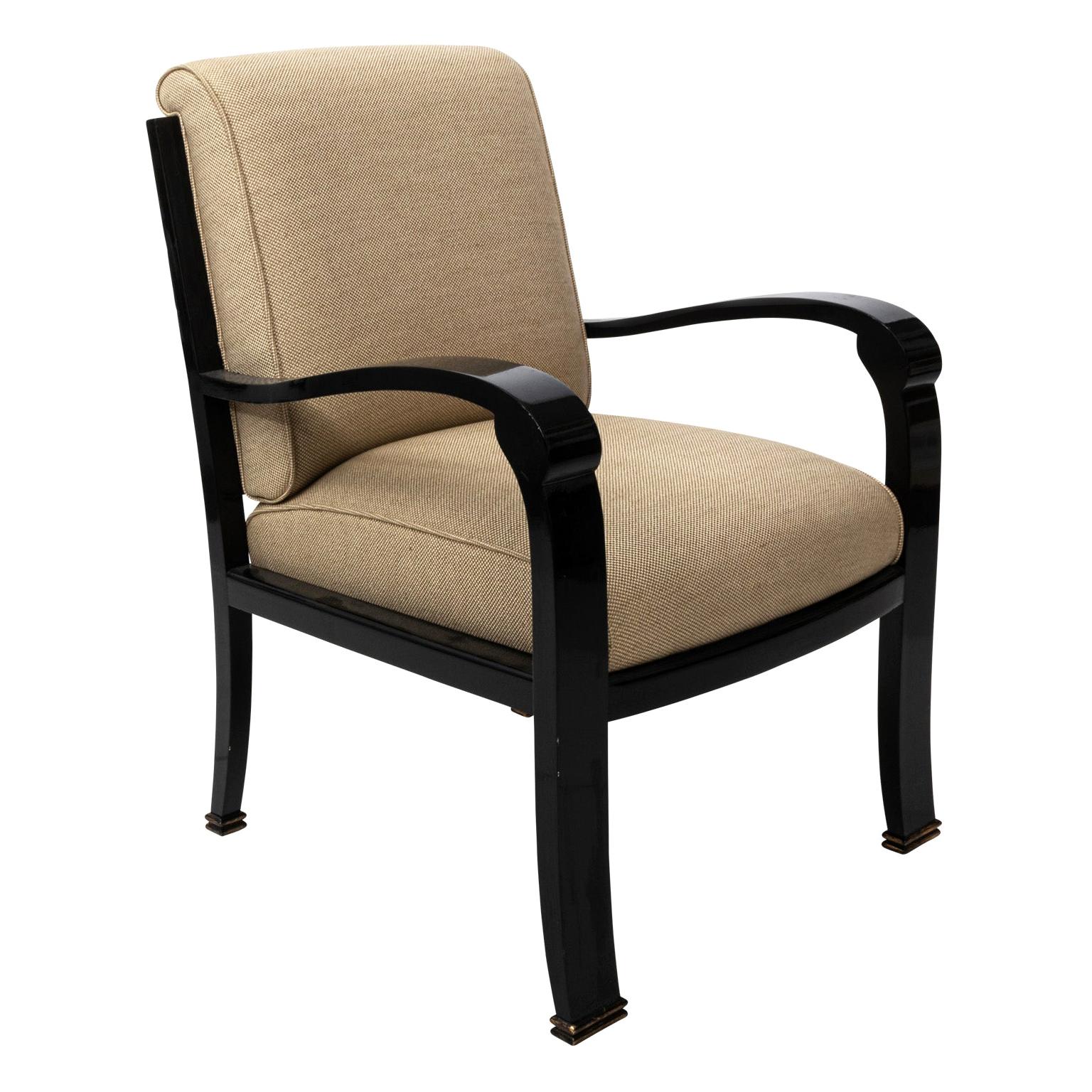 Black Lacquered Upholstered Desk Chair