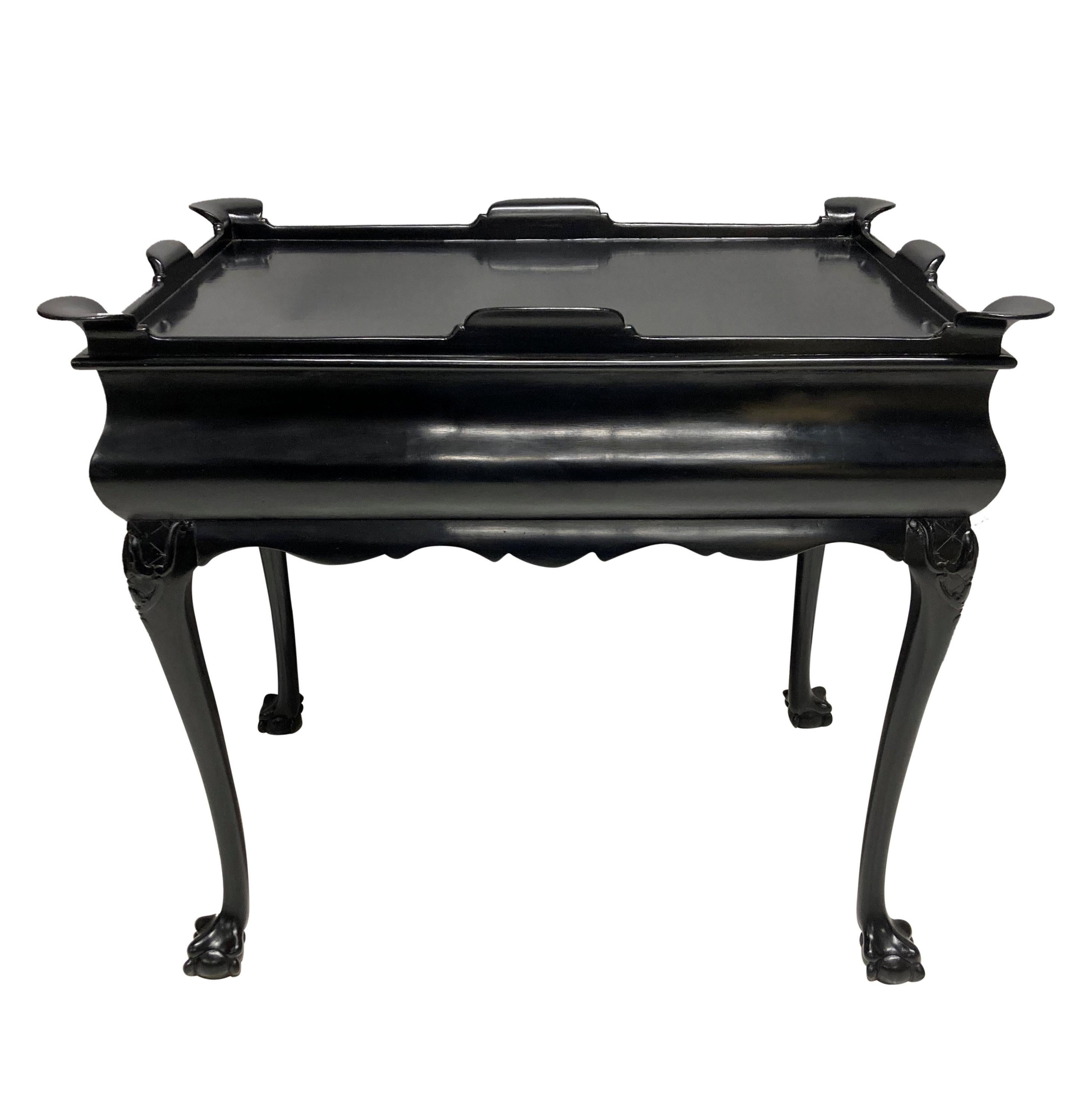 Dutch Black Lacquered Walnut Silver Table For Sale
