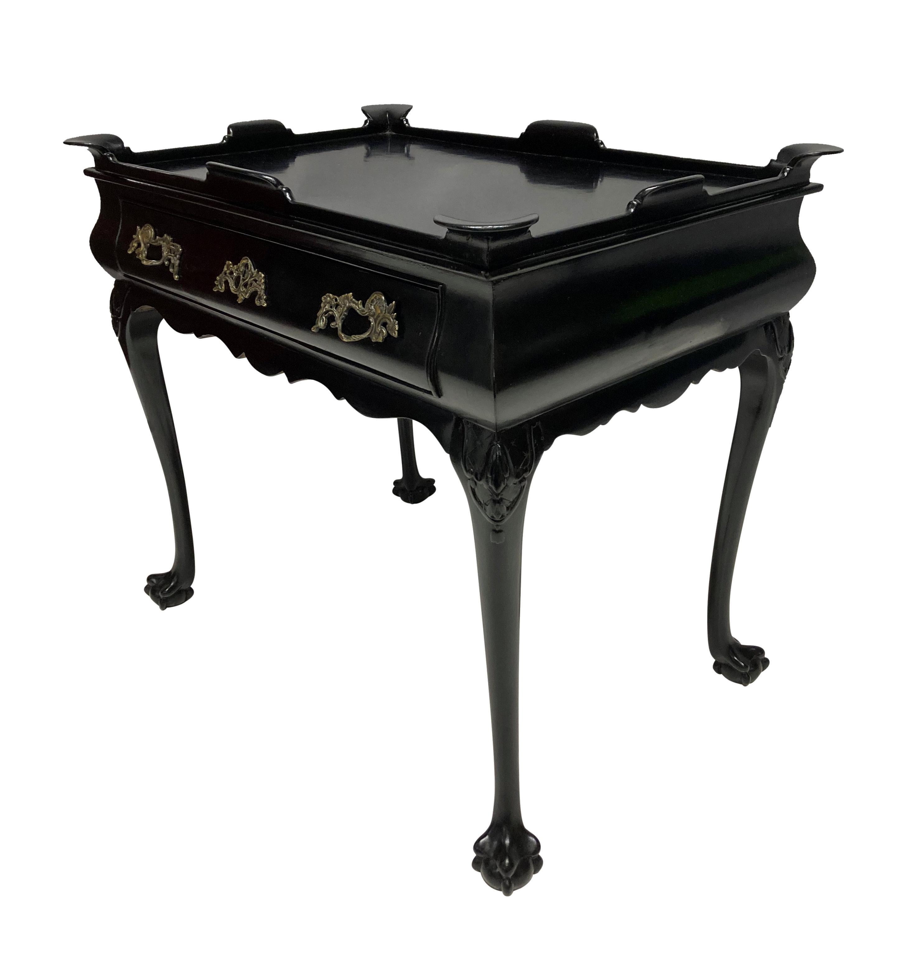 Late 19th Century Black Lacquered Walnut Silver Table For Sale