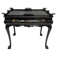 Black Lacquered Walnut Silver Table