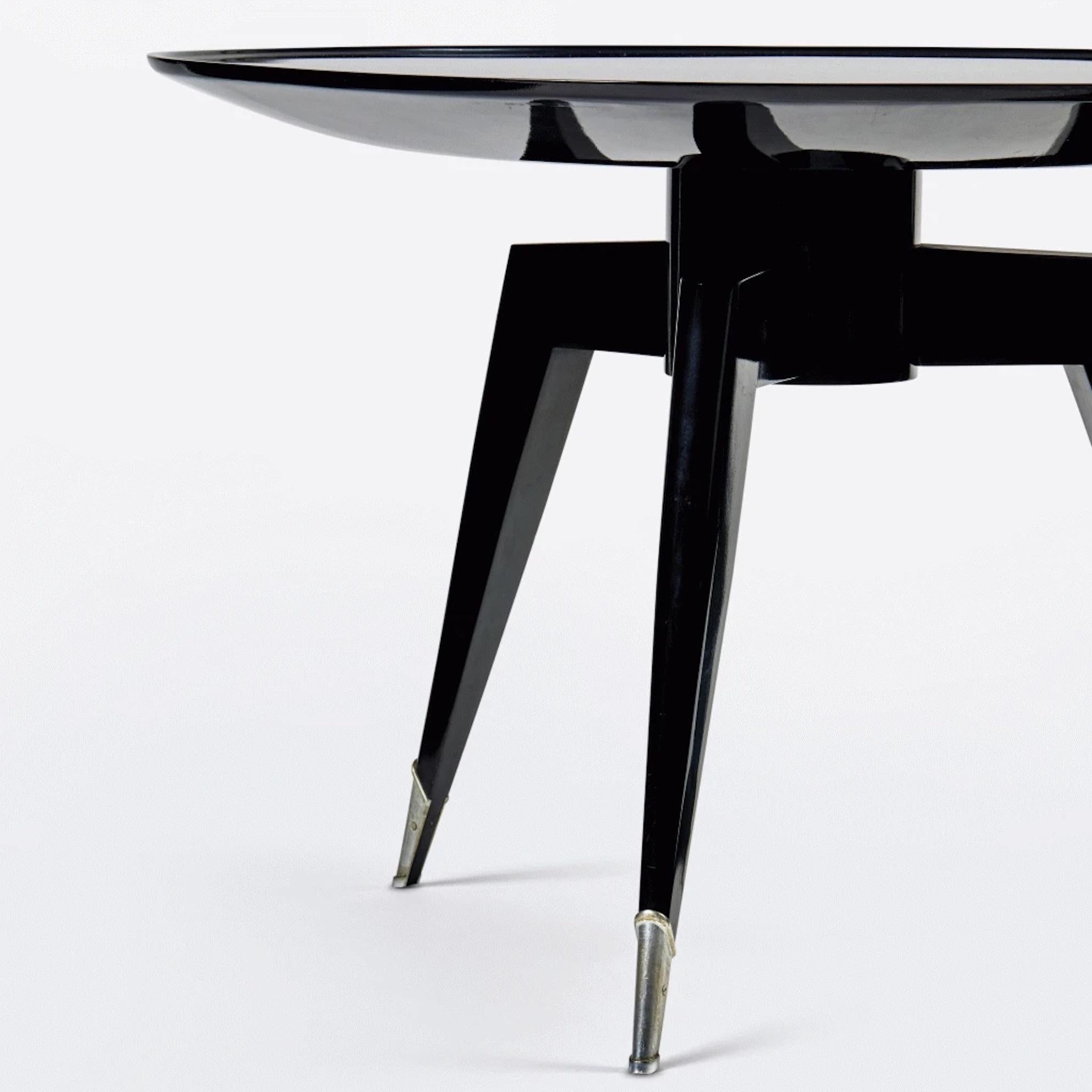Art Déco Tavolino in legno laccato nero e bronzo argentato di Alfred Porteneuve  in vendita